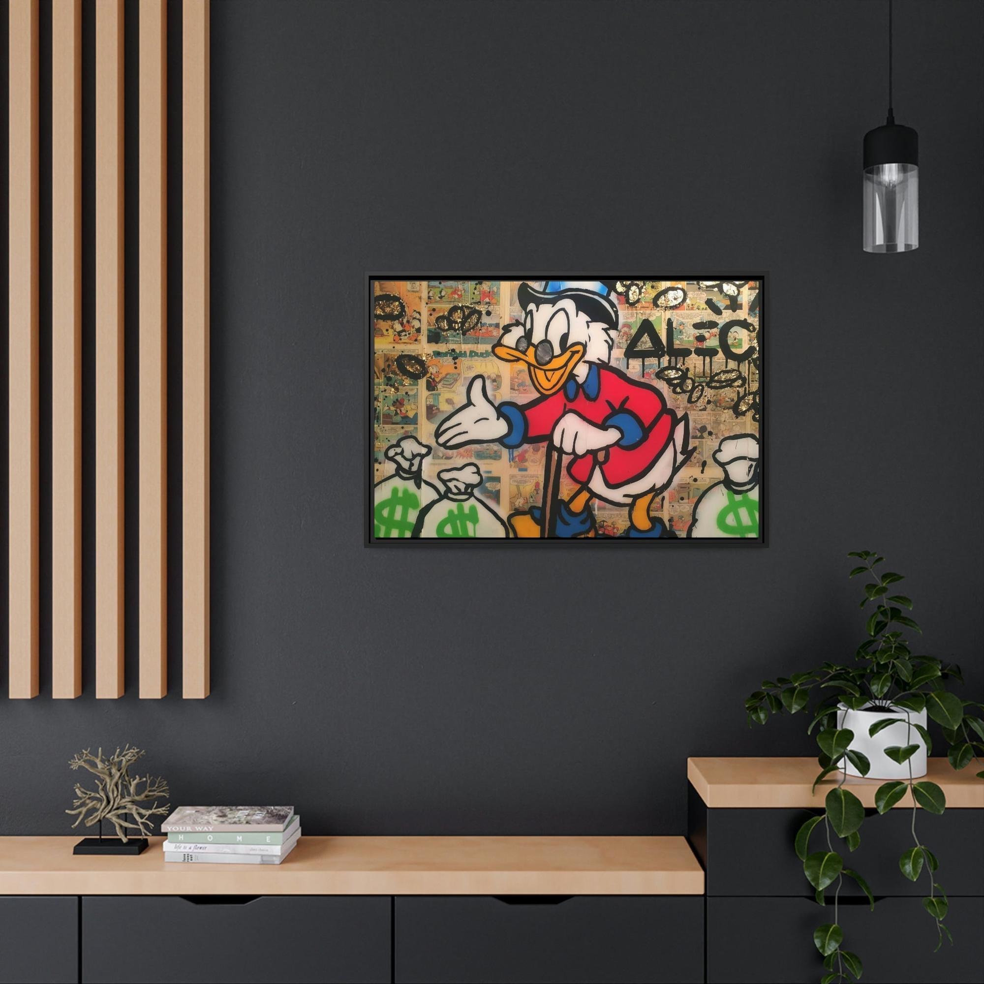 Monopoly & Motivation Monopoly Madness: Disney's Duck in Alec Monopoly Style on Canvas and Framed Poster