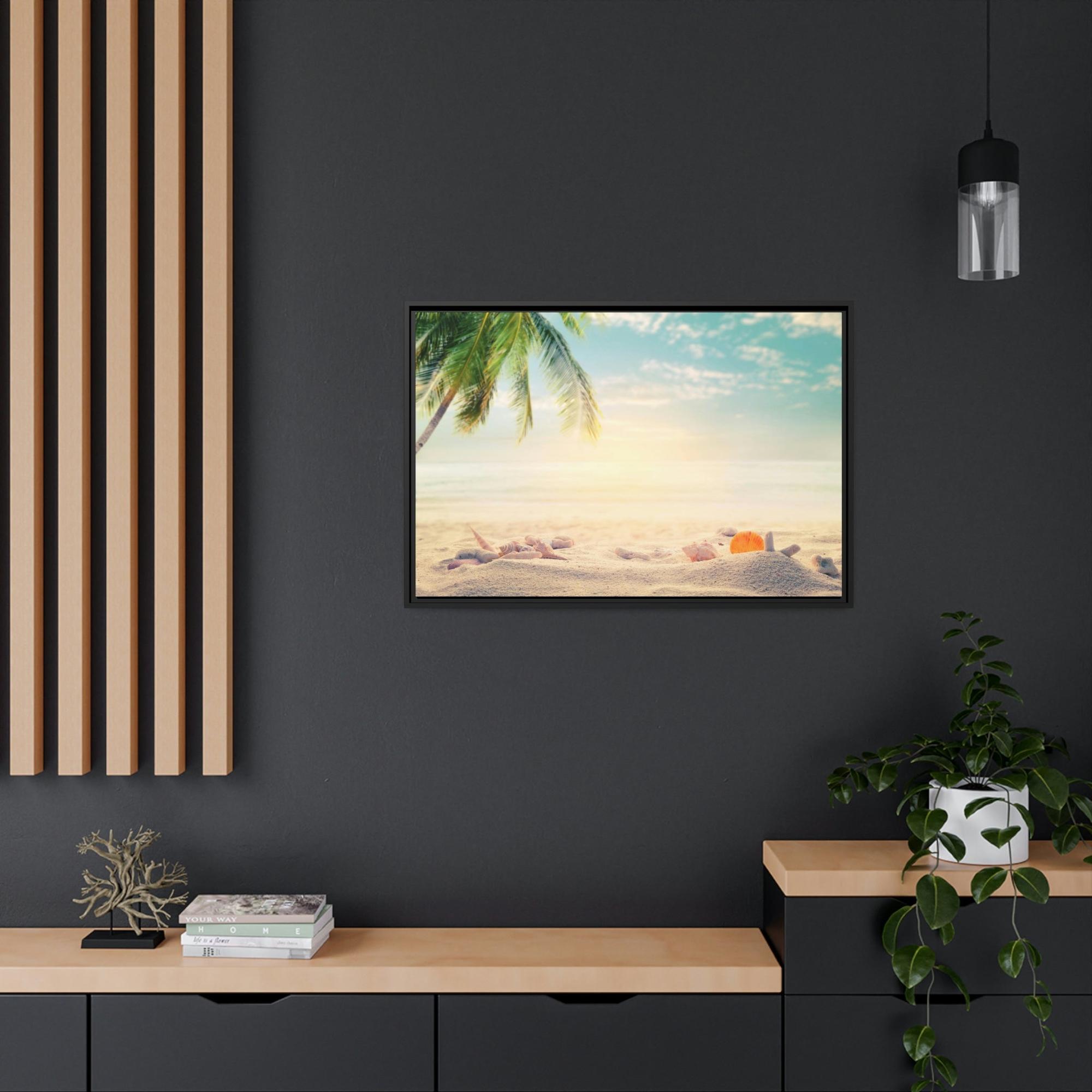 Beaches Seascape Tranquility: Coastal Framed Poster & Canvas of a Calm Beach View