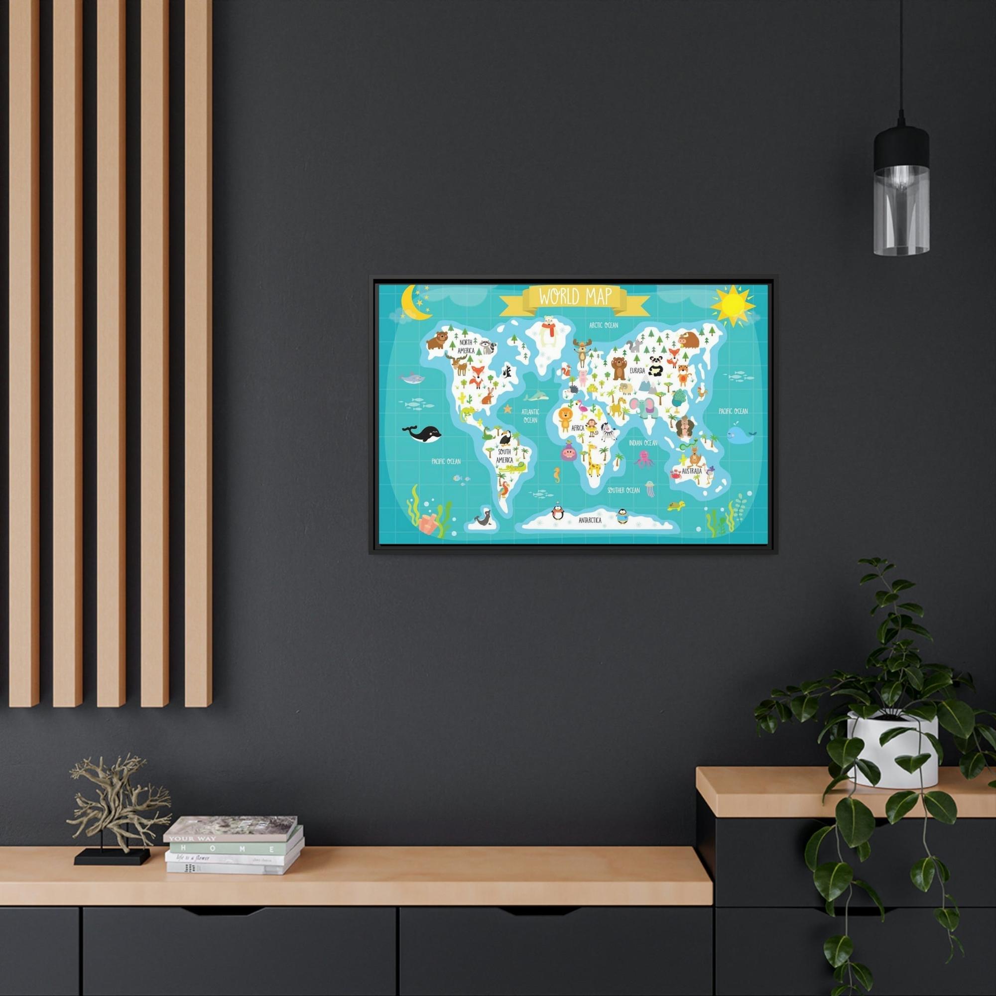 Kids Maps Map Adventure: Beautiful Wall Art on Natural Canvas for Kids
