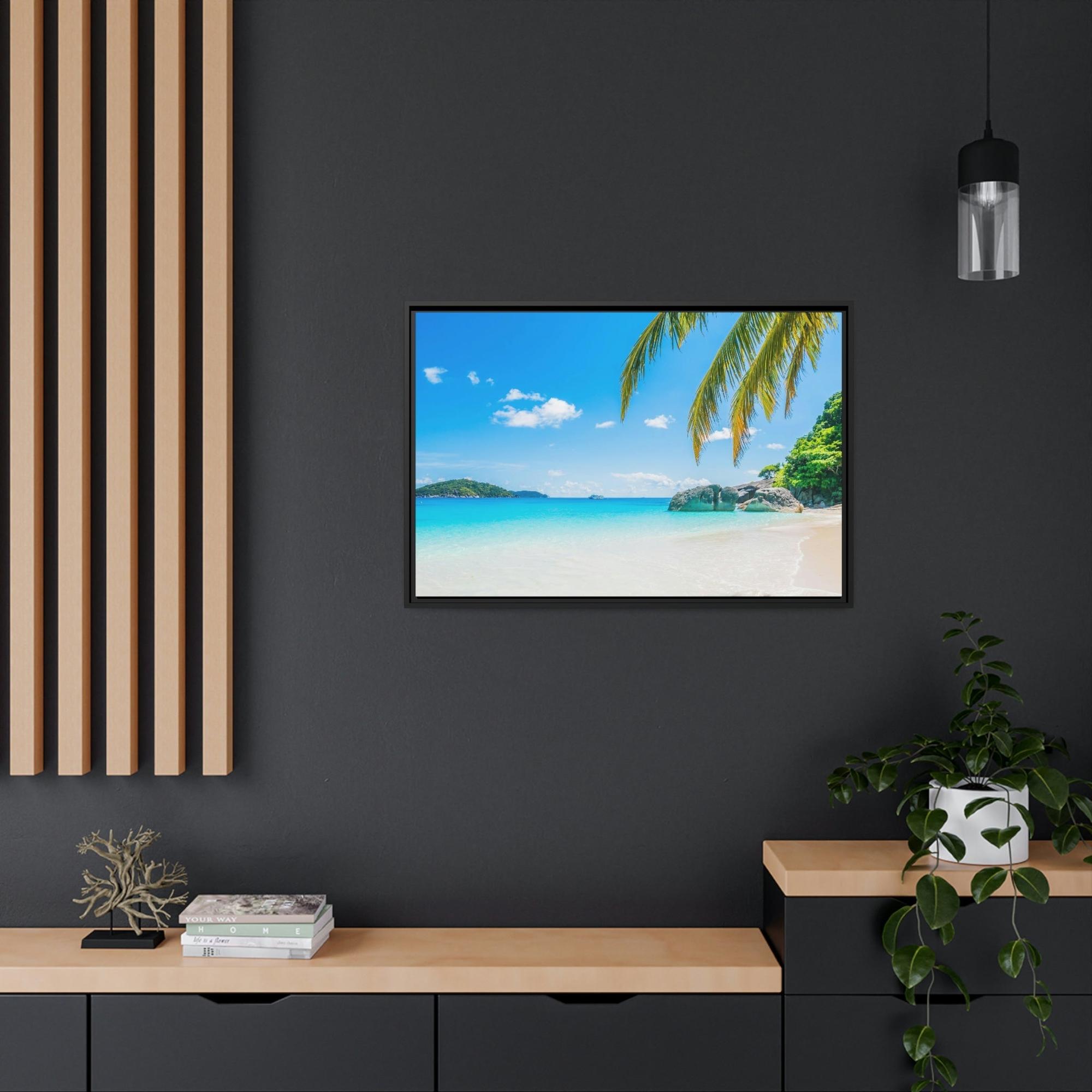 Island Beach Seaside Escape: Framed Canvas & Poster of a Dreamy Island Beach Getaway
