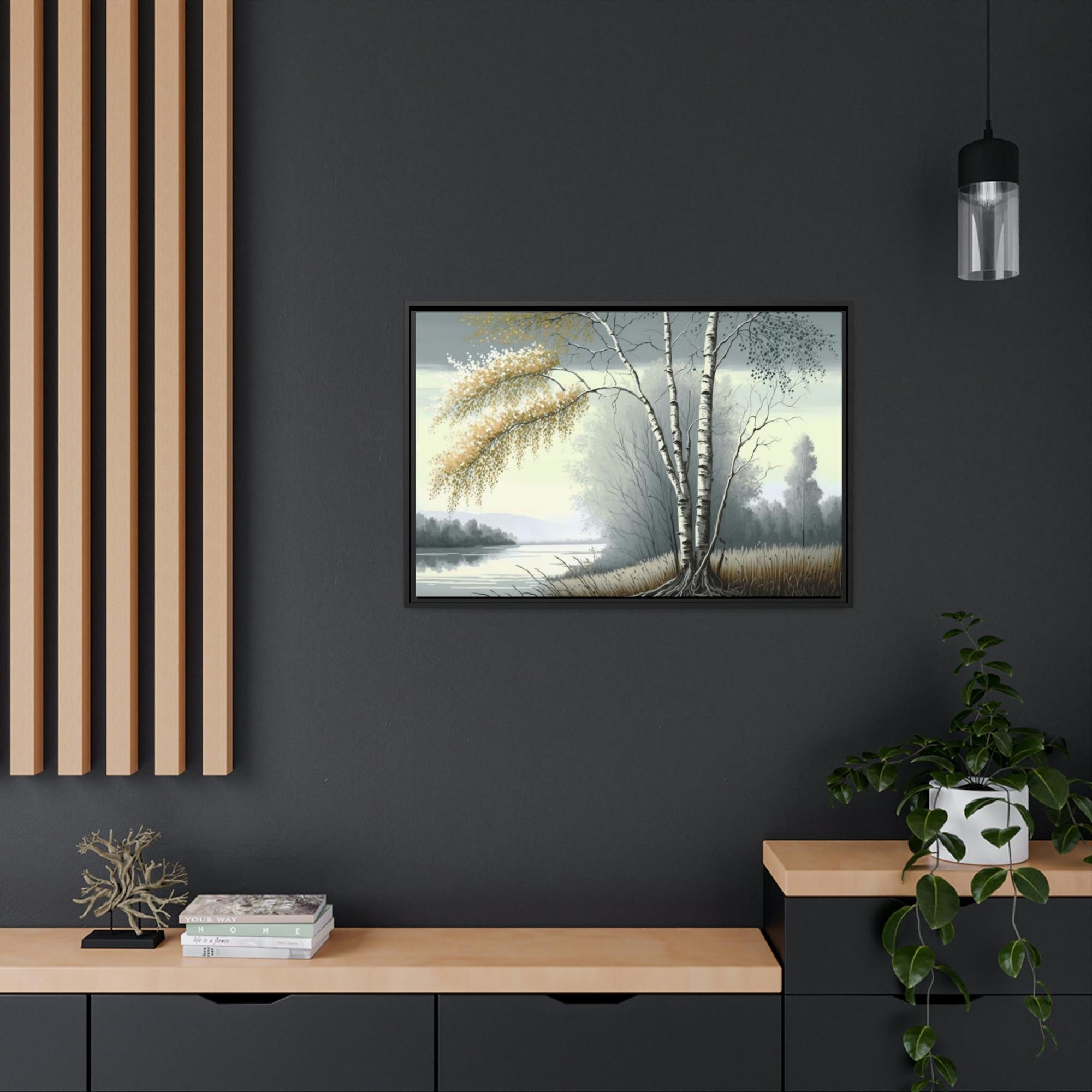 Birch Trees Whispering Woods: Rustic Framed Canvas & Poster Print of a Birch Tree Forest