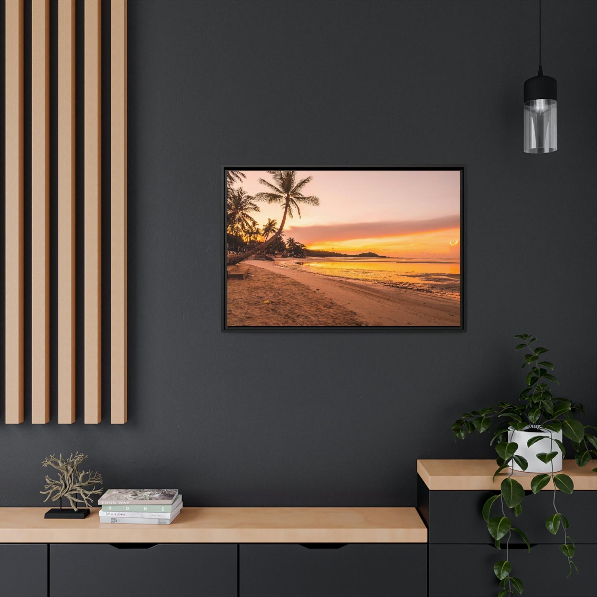 Island Beach Seaside Sunset: Canvas Print of a Breathtaking Beach Sunset on an Island