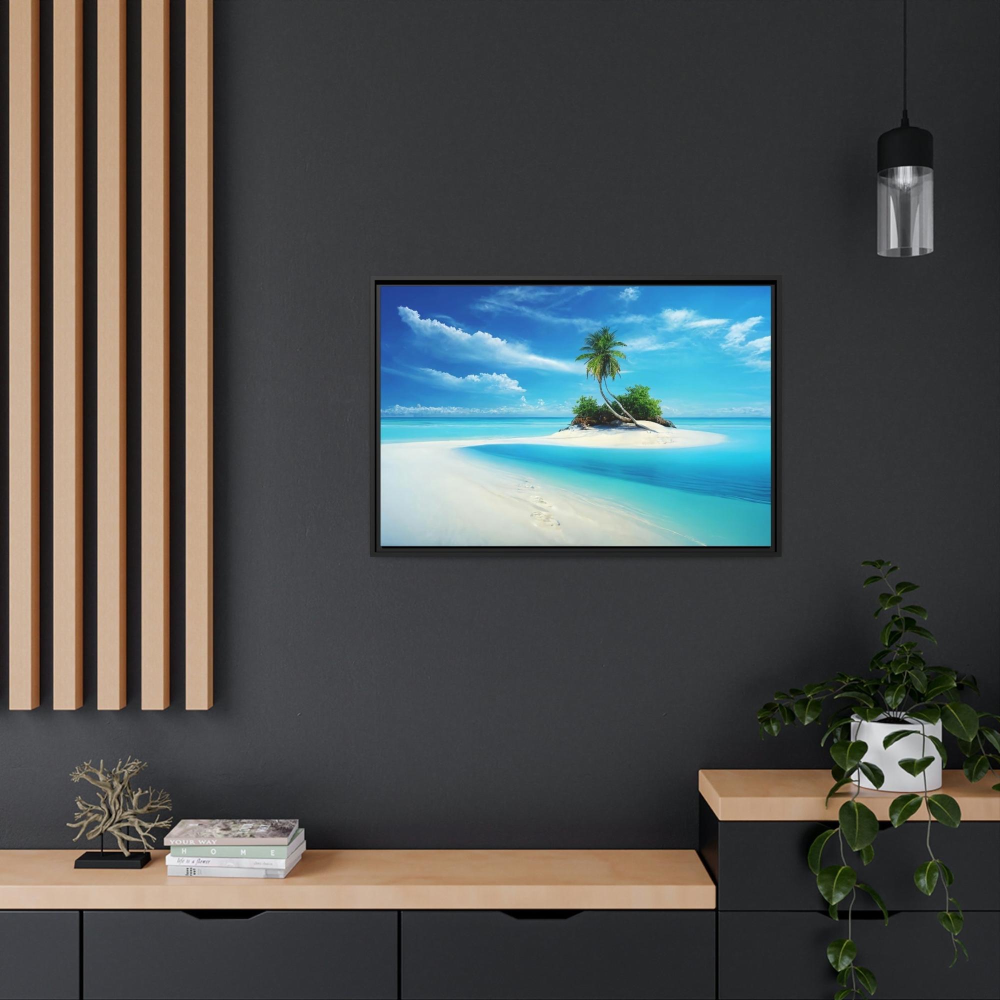 Island Beach Tranquil Tropics: Canvas & Poster Art of a Serene Island Beach Scene