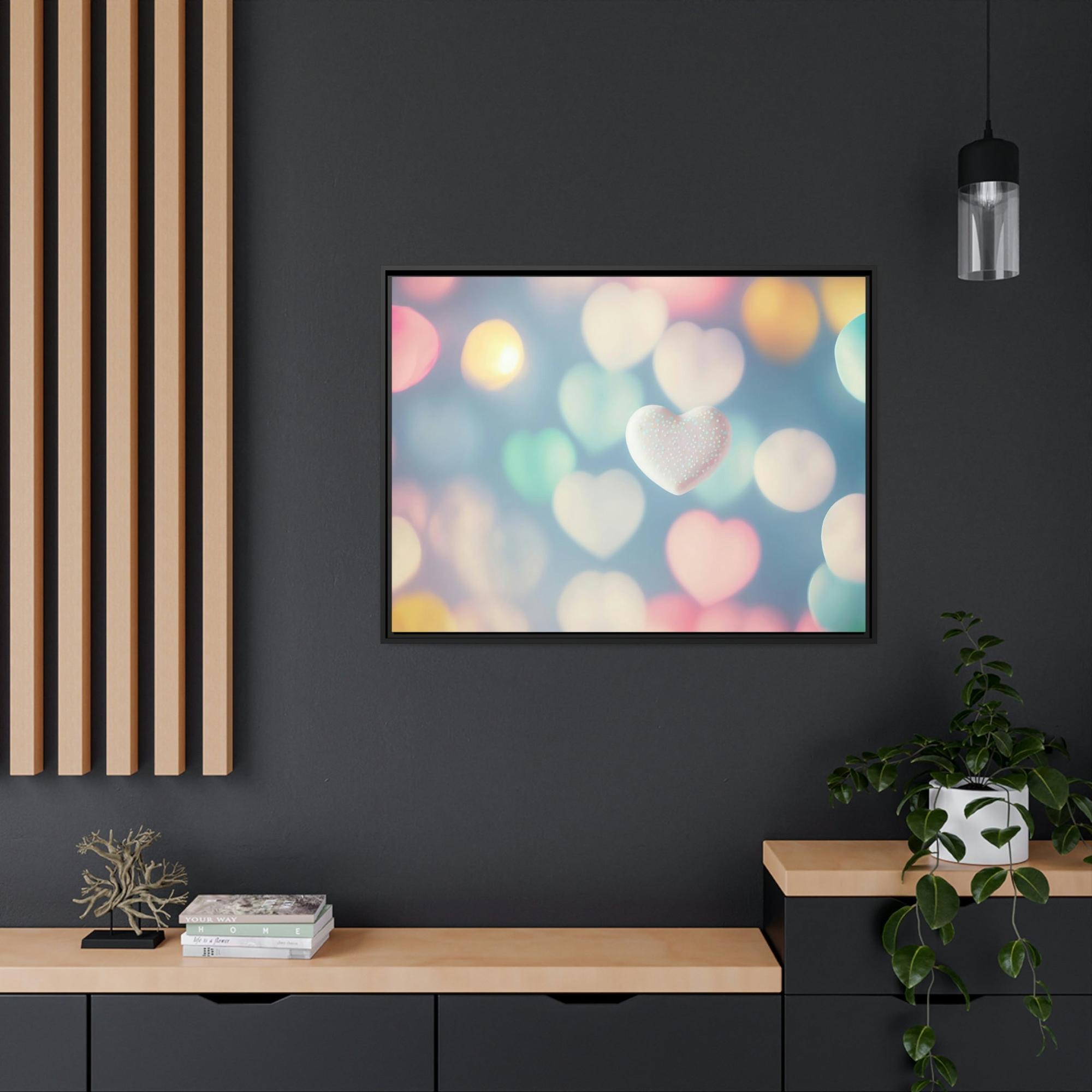 Love Love in Color: Canvas Print of a Vibrant Hearts on Framed Canvas