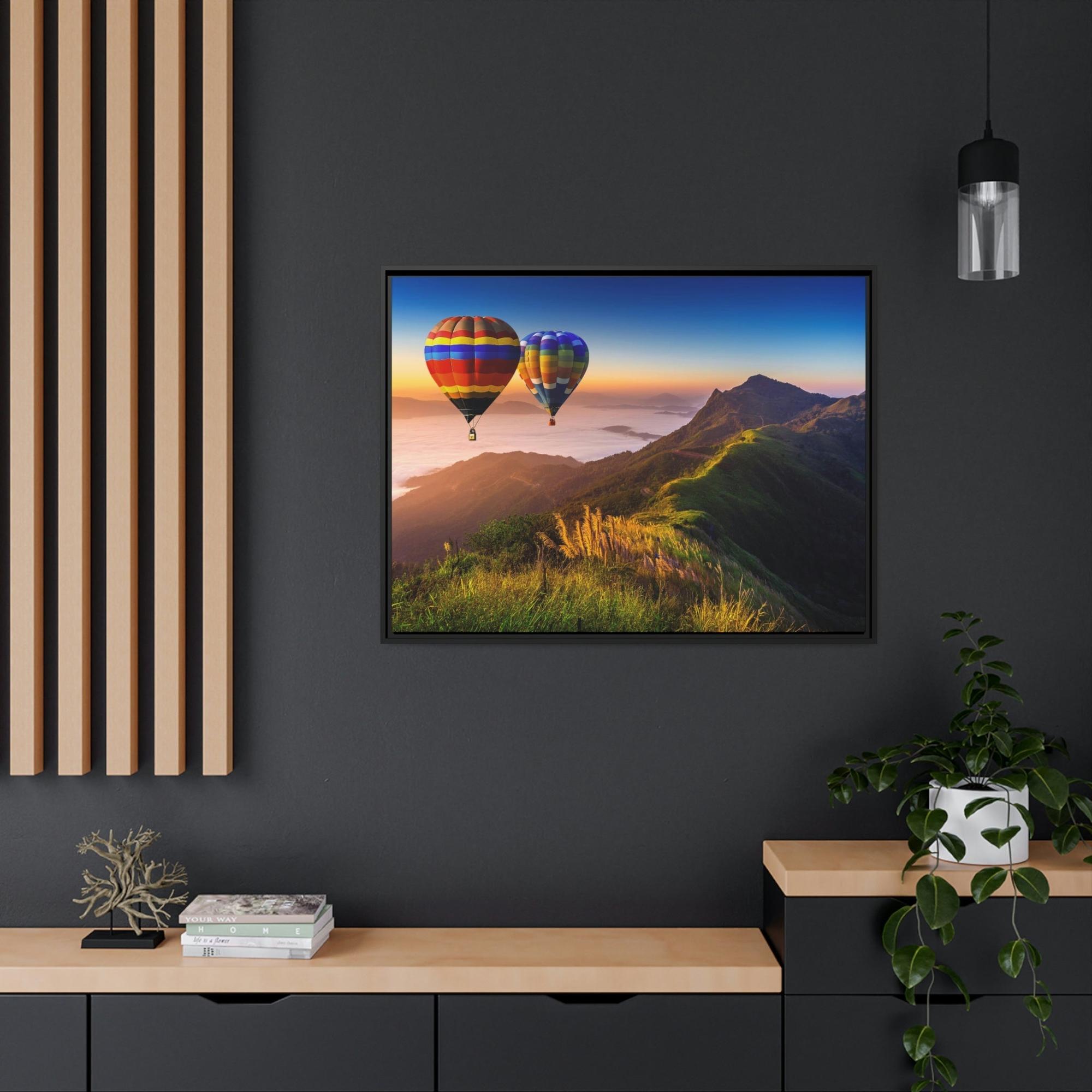 Hot Air Balloons Soaring High: A Beautiful Canvas Print of Colorful Hot Air Balloons