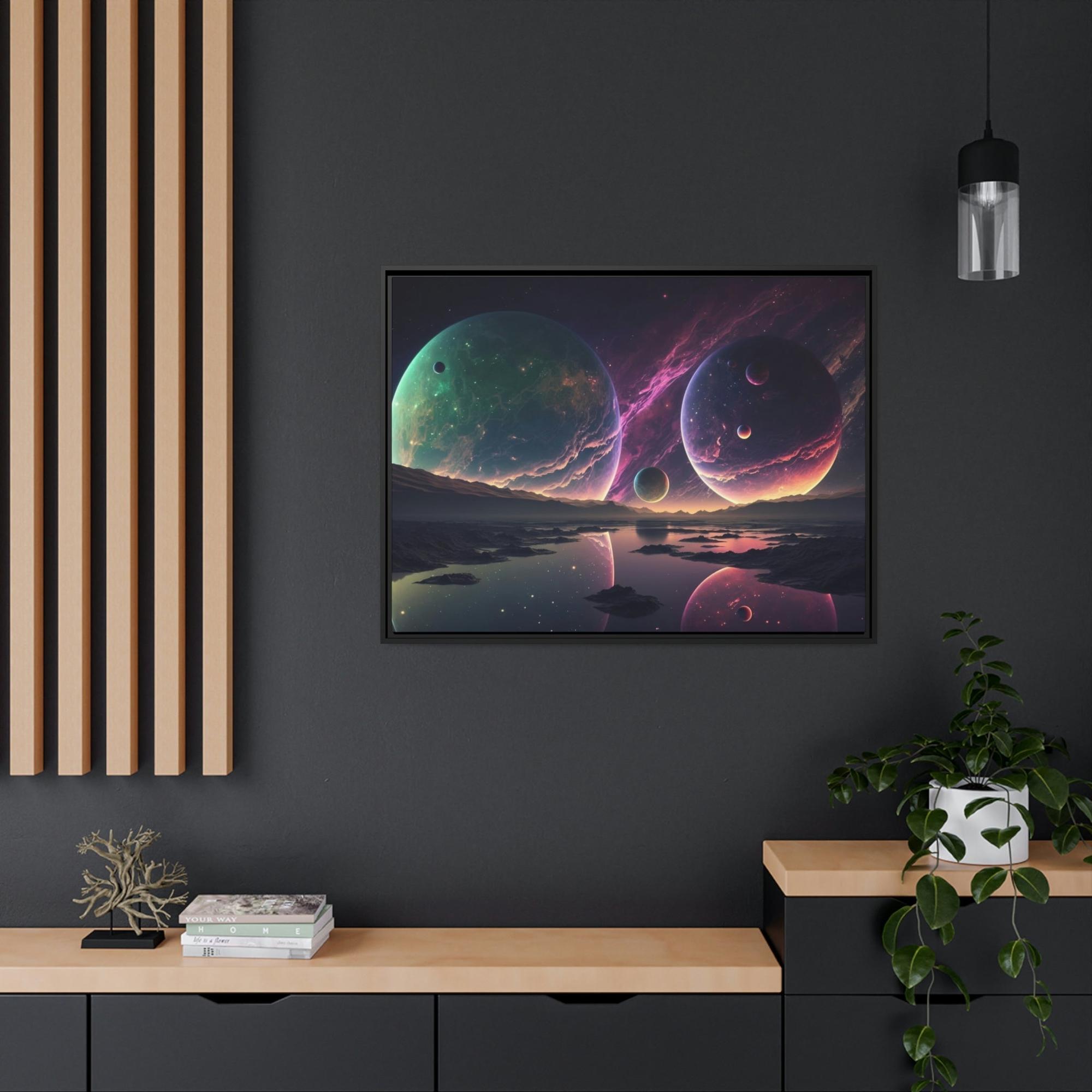 Planets Planetary Fusion: Natural Canvas Wall Art of a Colorful Planetary Collision