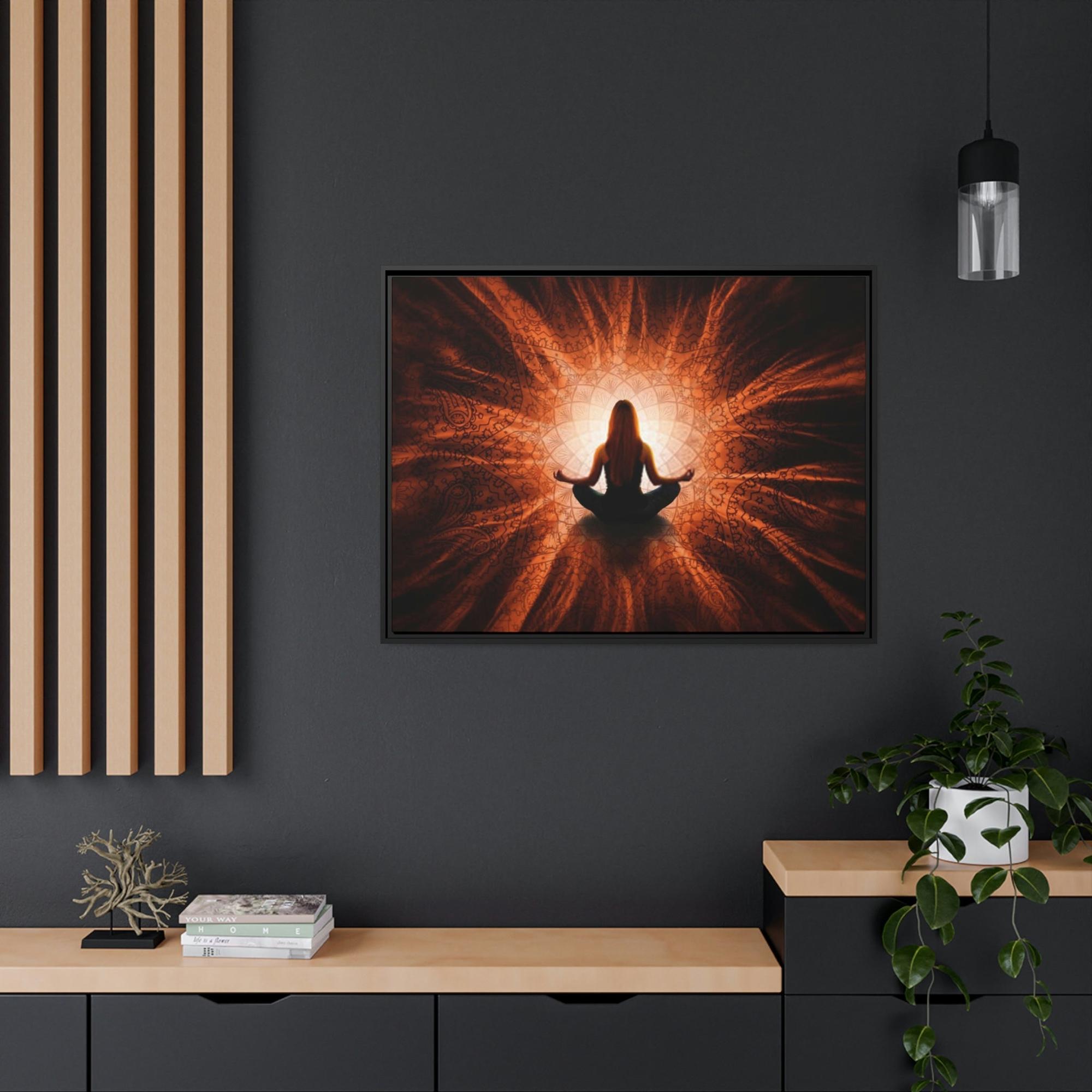 Meditation Spirituality in Art: Canvas Print of Meditative Pose with Abstract Background