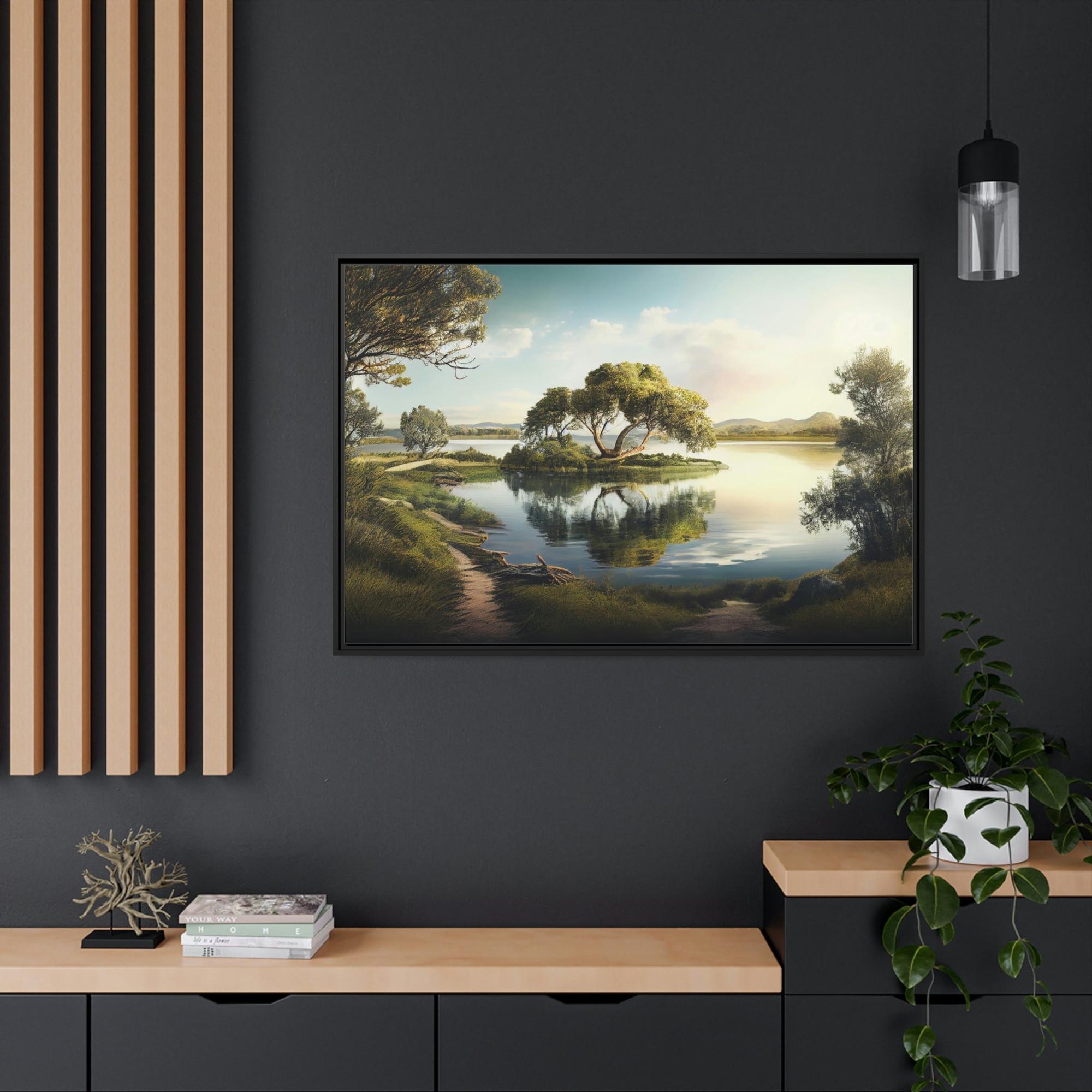 Lakes And Rivers Lakeside Beauty: Print on Canvas of a Gorgeous Lake View