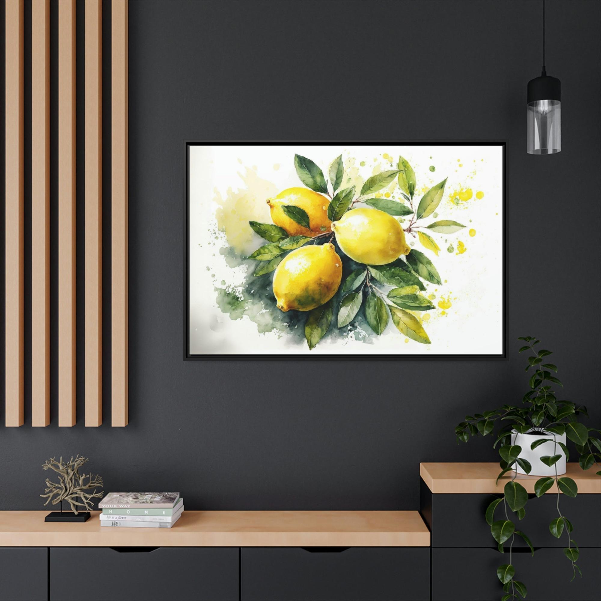 Yellow Tropical Citrus: Vibrant and Bold Wall Art Prints of Yellow Lemons on Natural Canvas & Posters