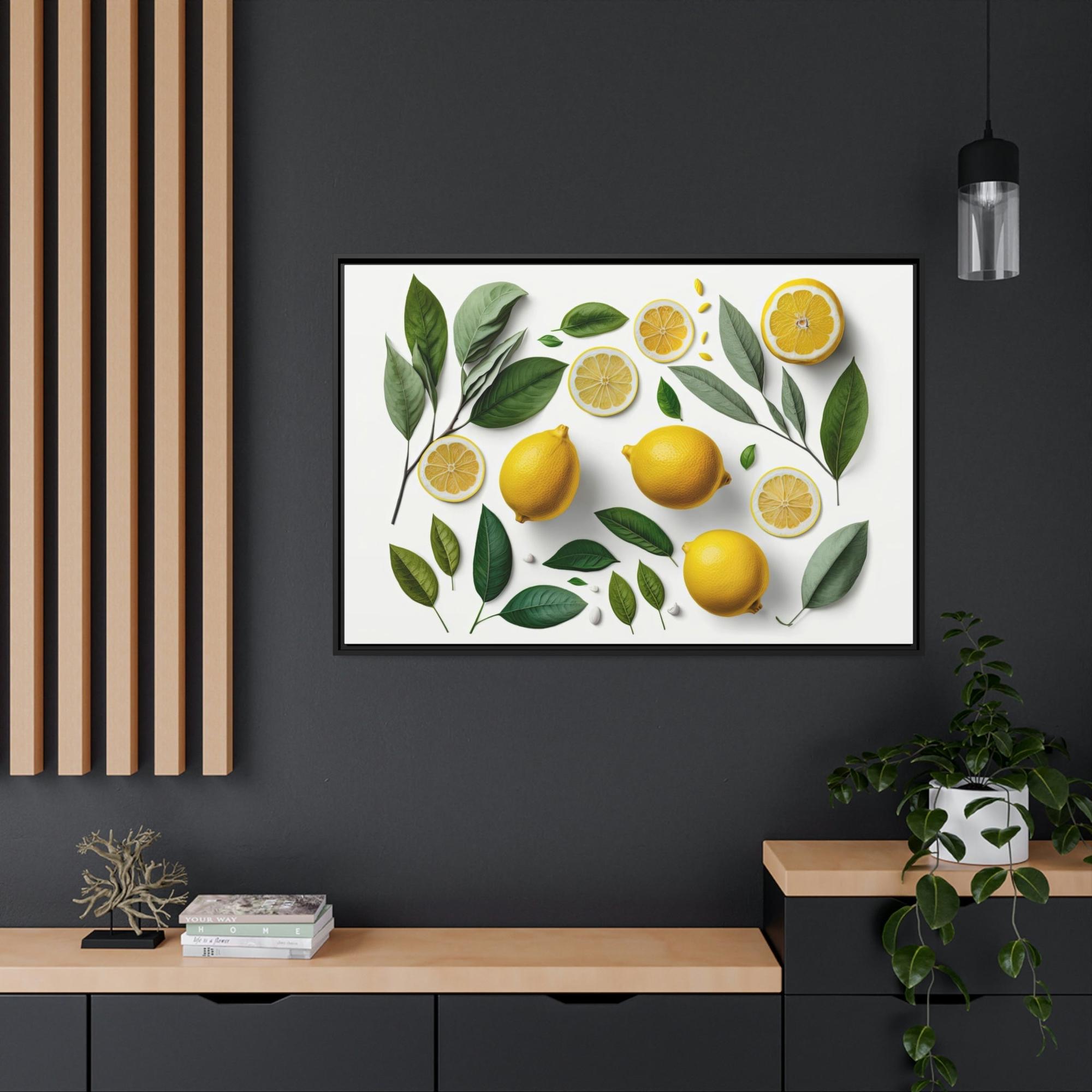 Yellow Refreshing and Invigorating Canvas Art Prints and Framed Posters Featuring Yellow Lemons