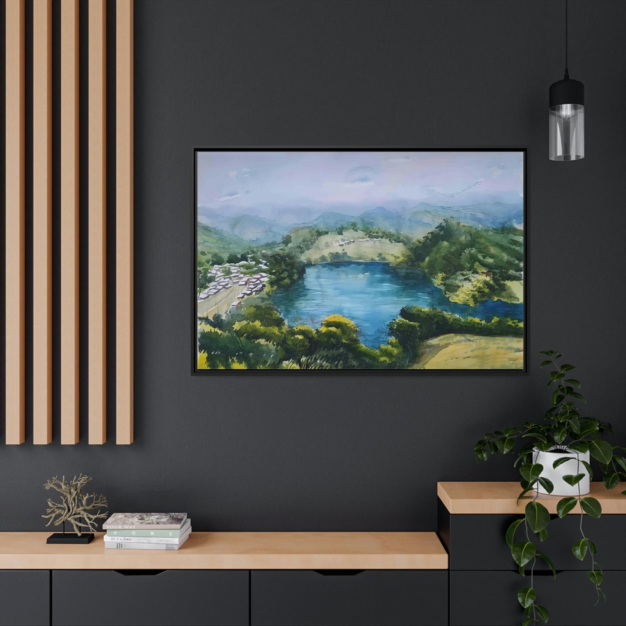 Lakes And Rivers Lakeside Serenity: Natural Canvas Wall Art of a Peaceful Lake View