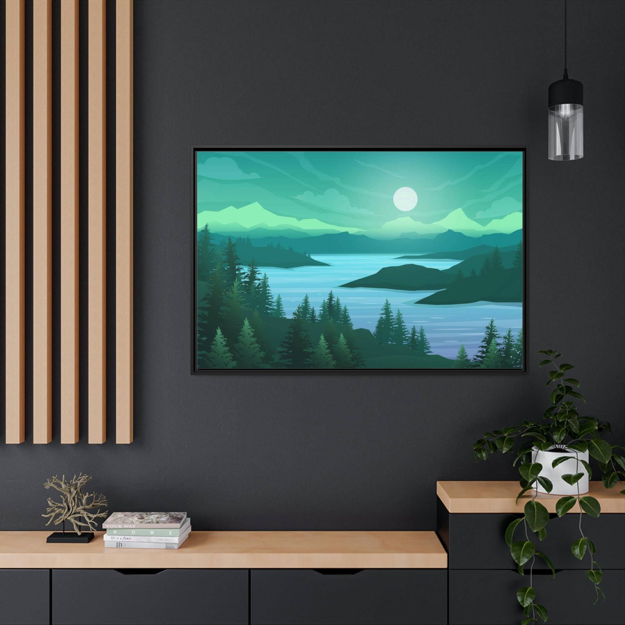 Lakes And Rivers Calming Waters: Framed Poster of a Relaxing Lake on Canvas