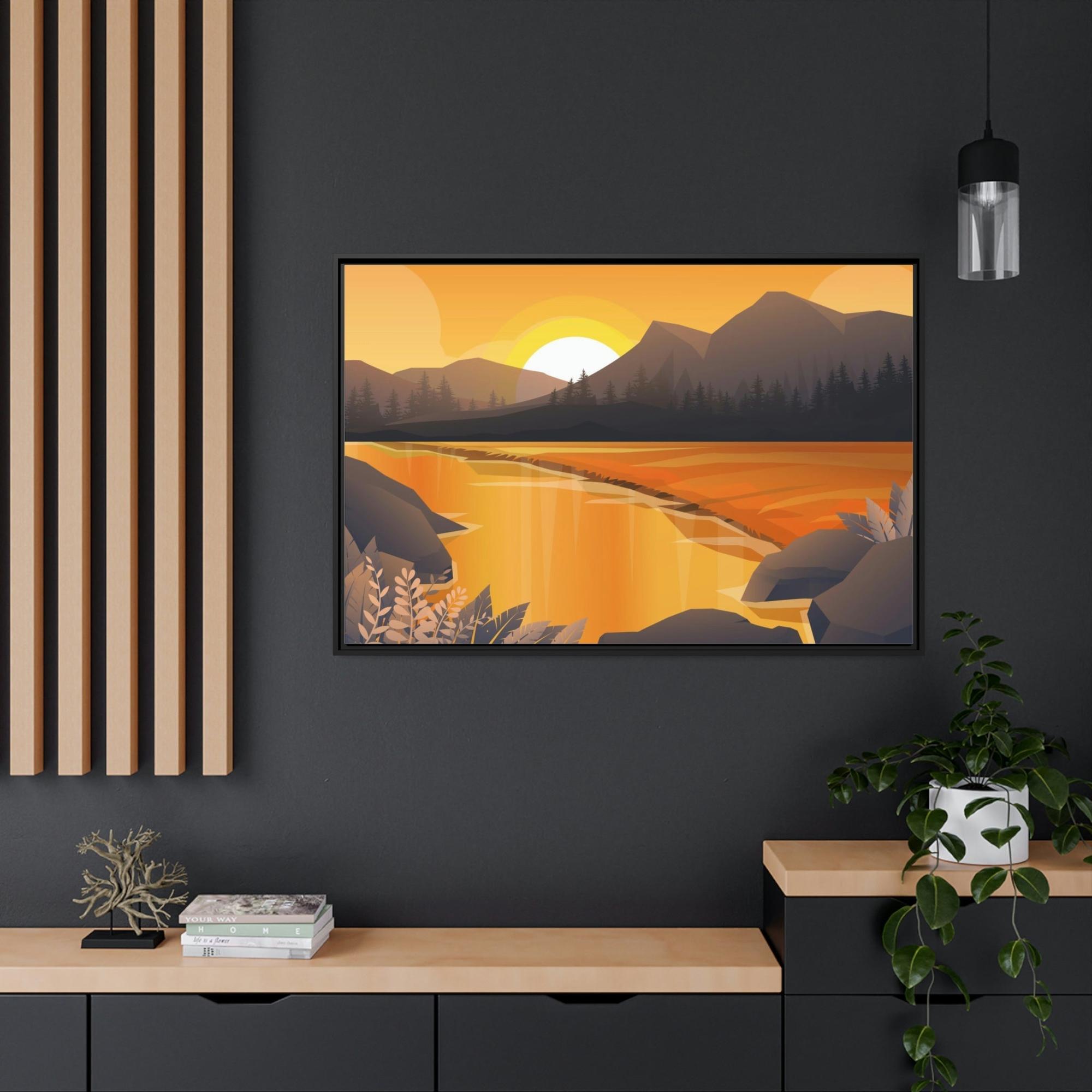 Lakes And Rivers Riverfront Escape: Print on Canvas of a Serene River Landscape