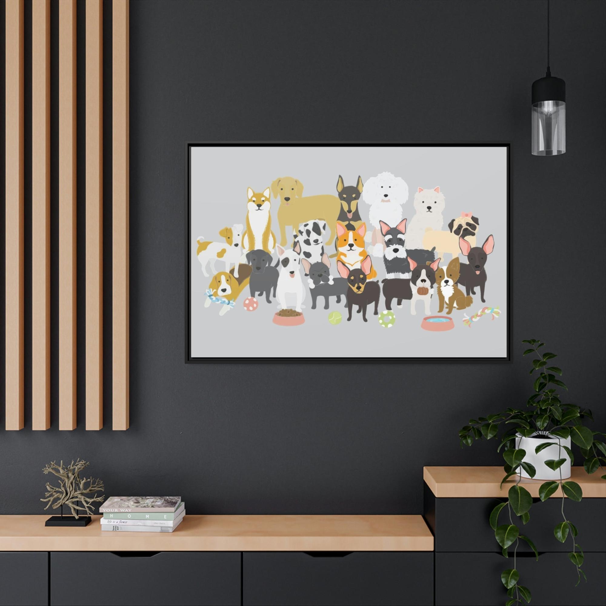 Dogs Canine Comfort: Poster of Dogs Relaxing on a Framed Canvas