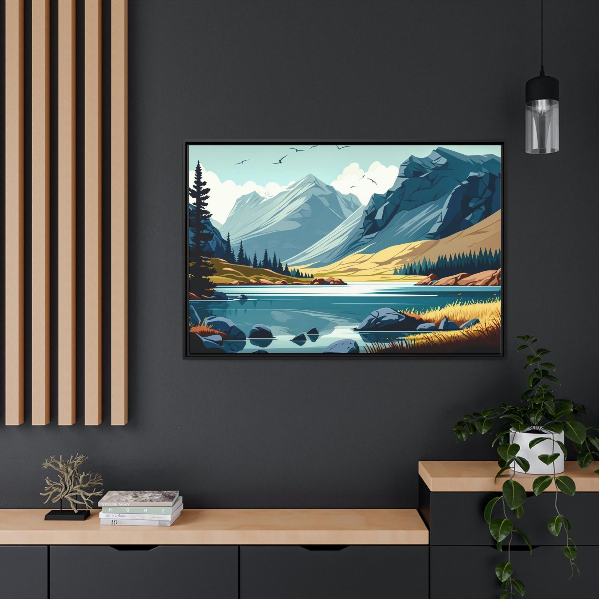 Lakes And Rivers Lakeside Beauty: Wall Art of a Stunning Lake Landscape on Natural Canvas & Poster
