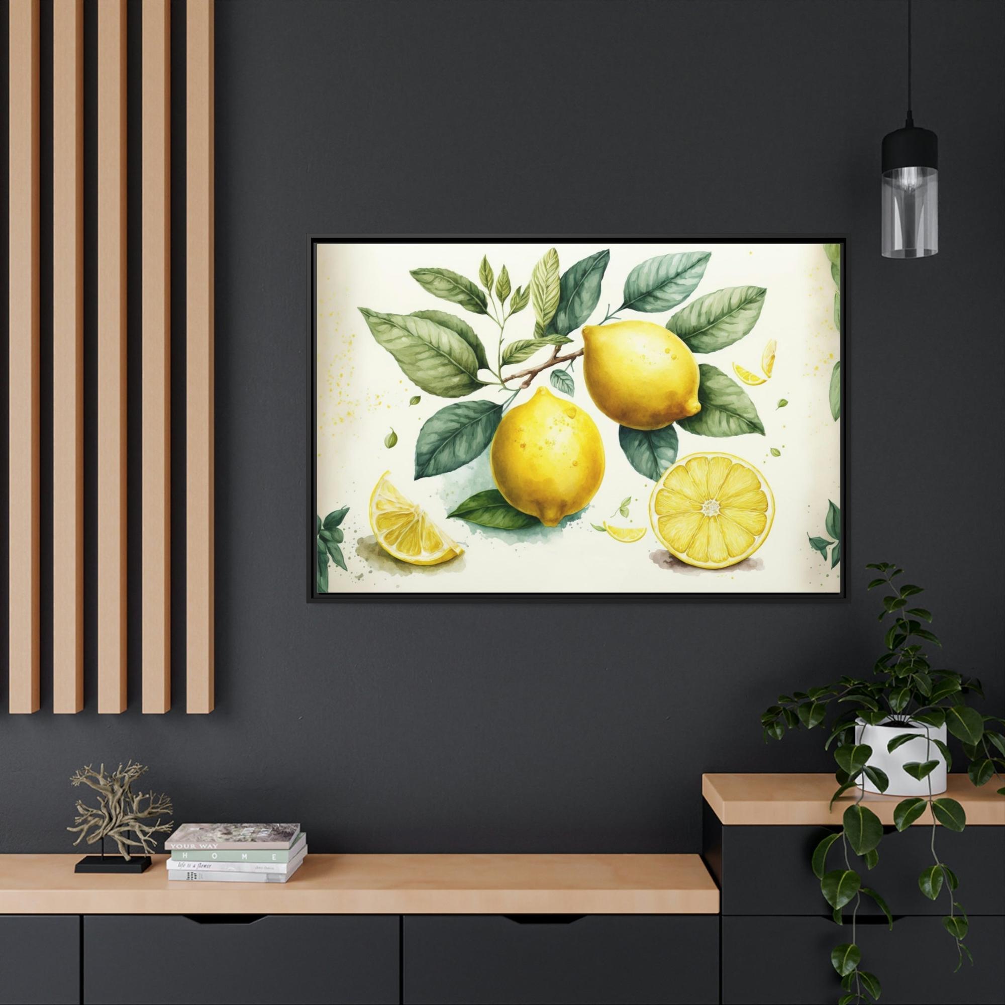 Yellow Elegant and Beautiful Canvas Art Prints and Framed Posters Featuring a Yellow Lemon Design