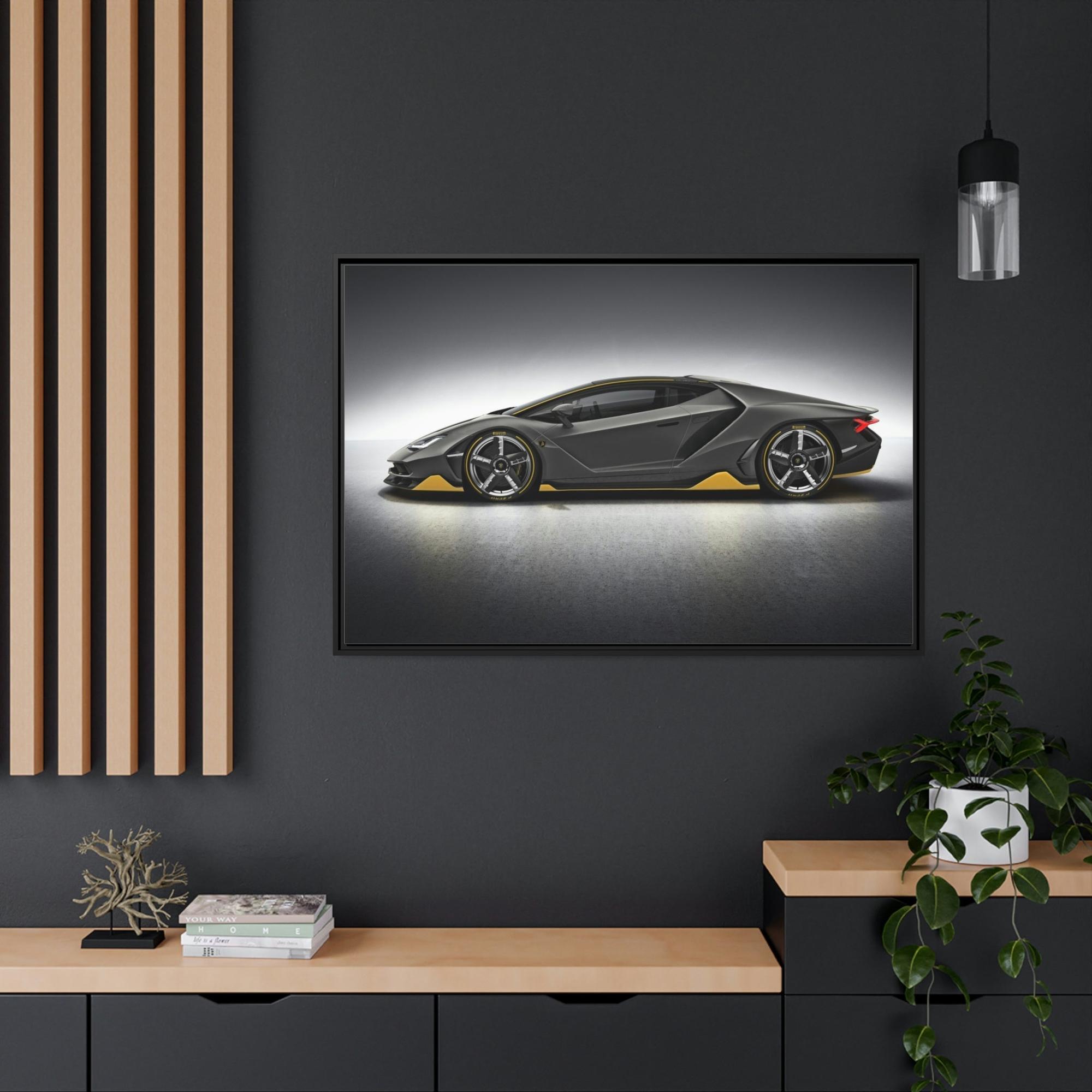 Lamborghini Bold and Beautiful: Wall Art of a Lamborghini on a Natural Canvas & Posters