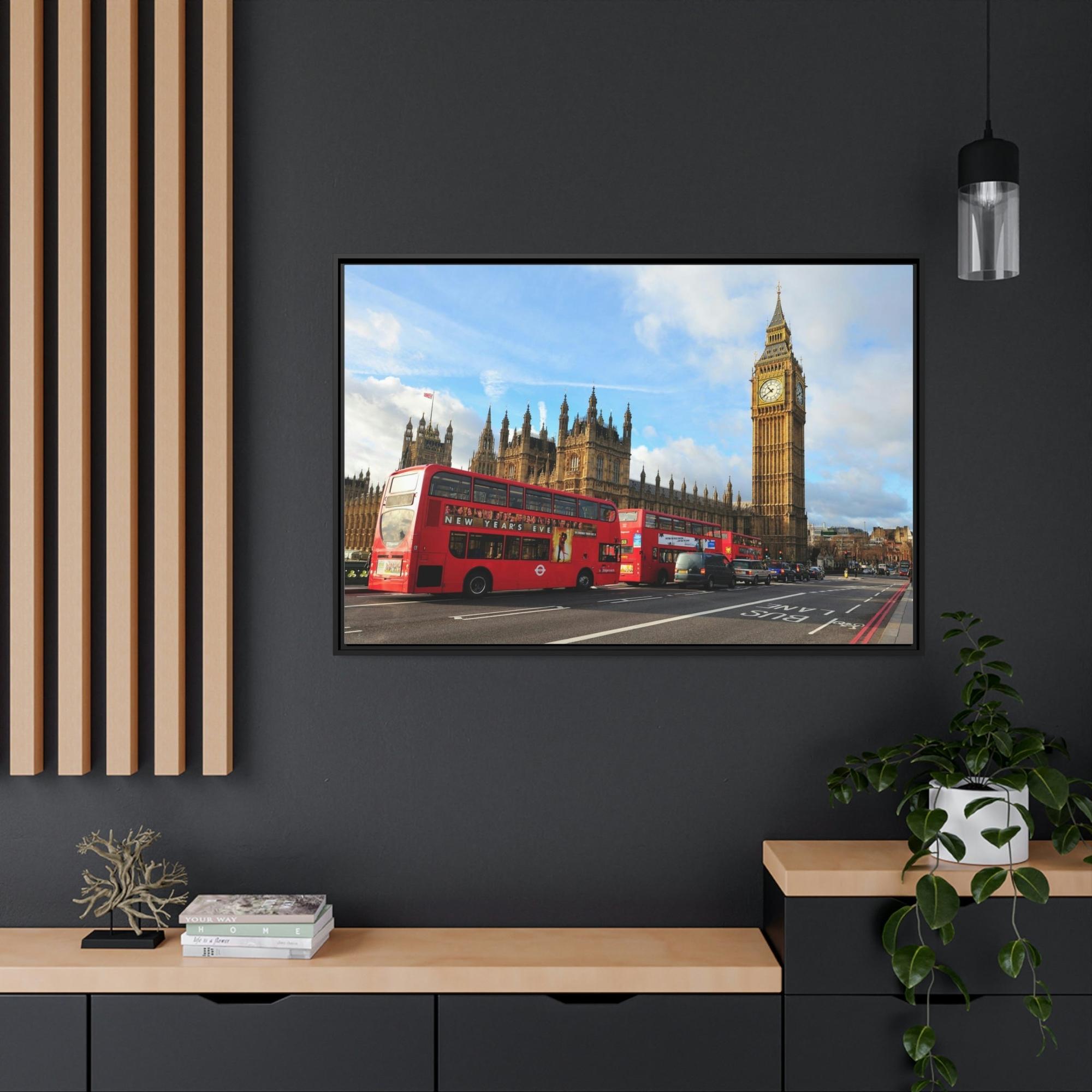 Bus City Rhythm: Vibrant Bus Art on Canvas & Poster