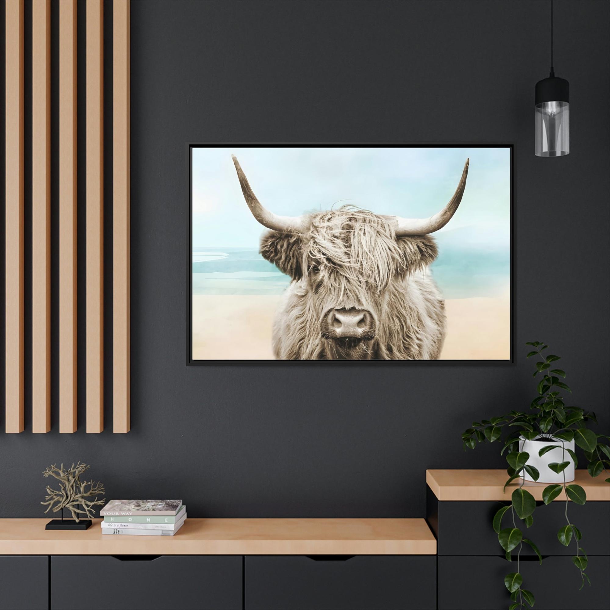 Highland Cow Framed in Wonder: Framed Poster of a Stunning Highland Cow Portrait