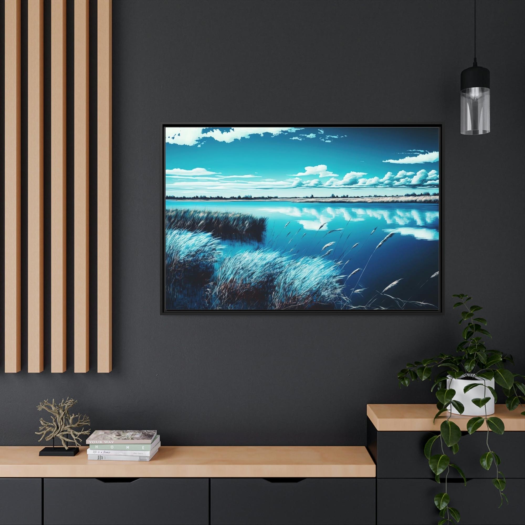 Lakes And Rivers Lakeside Harmony: Print on Canvas with Tranquil Lake Scenery