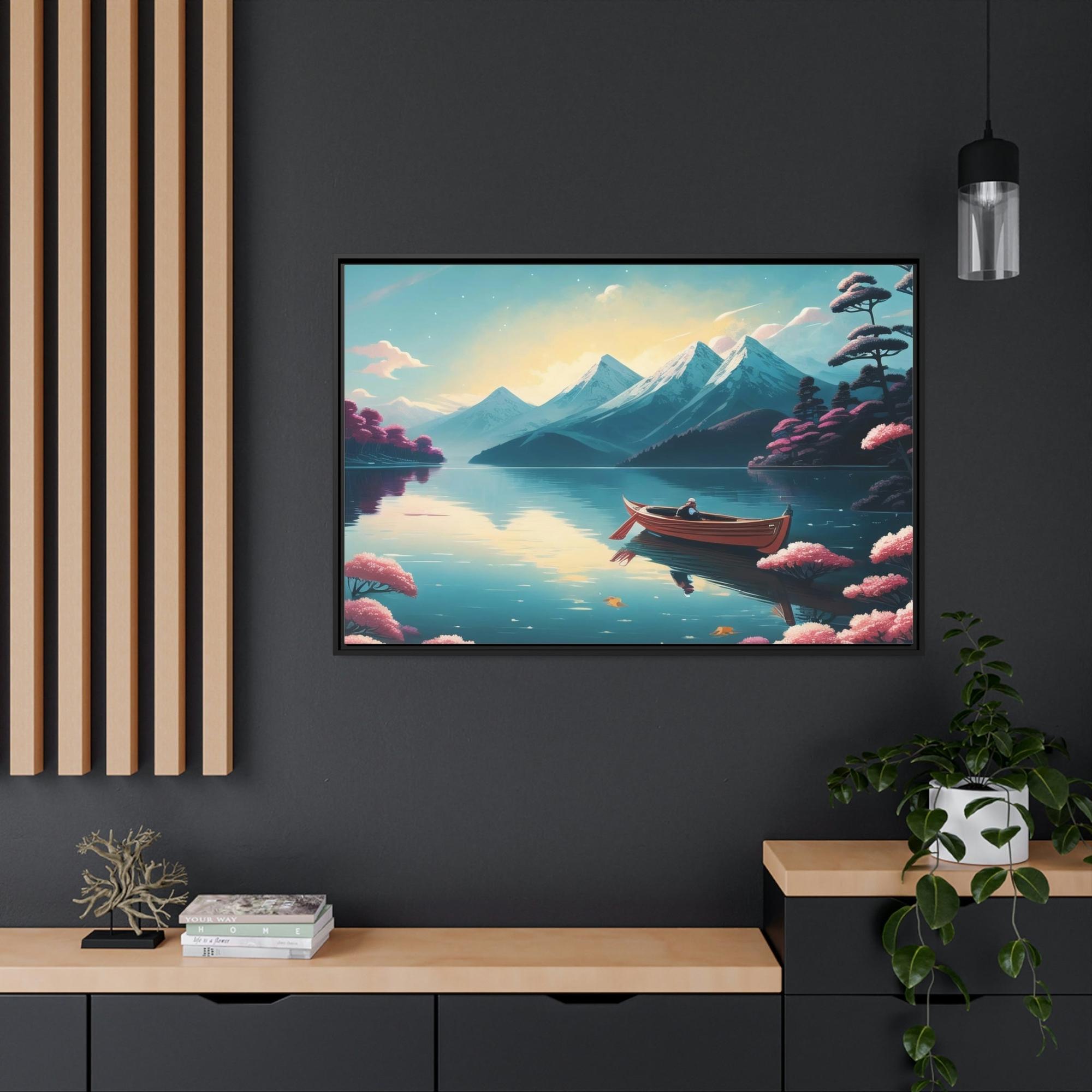 Lakes And Rivers Awe-Inspiring Waters: Framed Canvas Print of Beautiful Lakes and Rivers