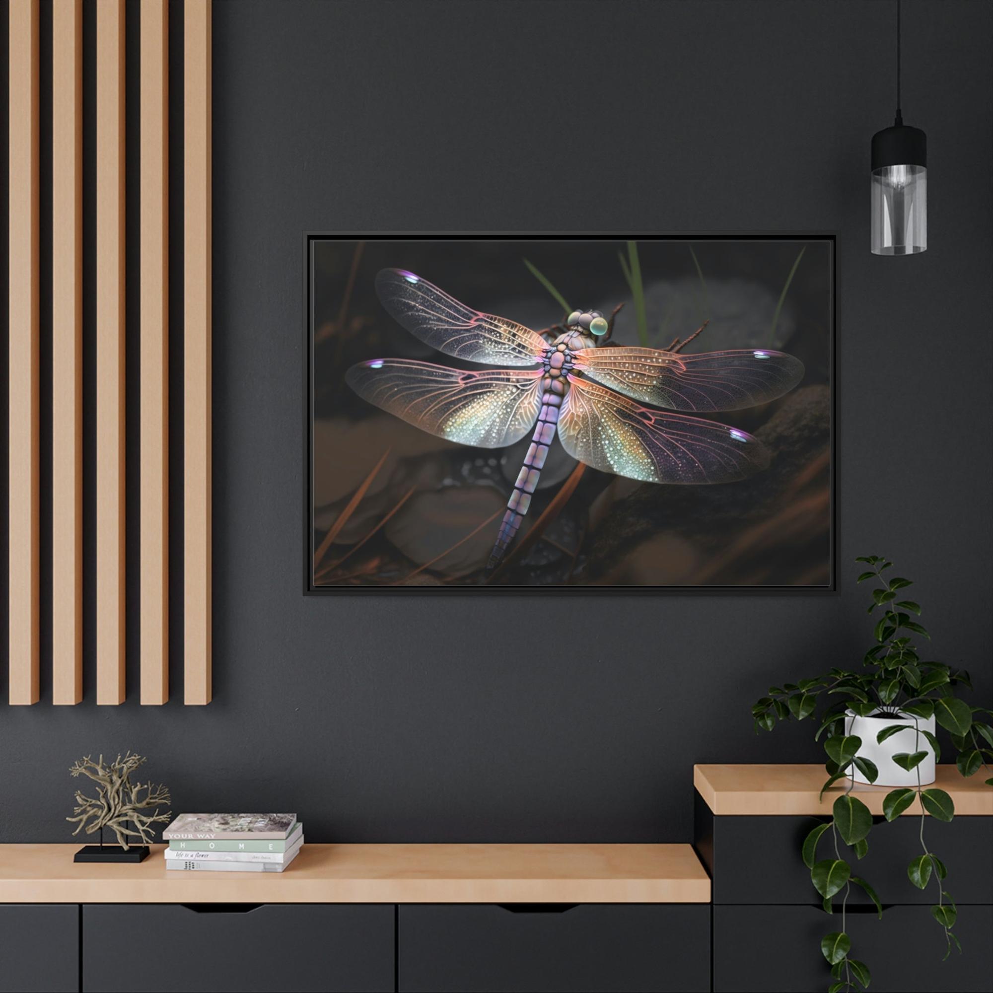 Dragonfly Winged Wonders: A Framed Canvas of Dragonflies in Flight