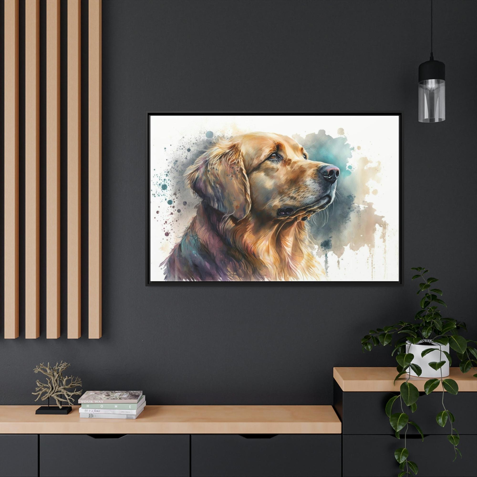 Dogs Dog's World: Framed Poster of a Happy Dog on Canvas