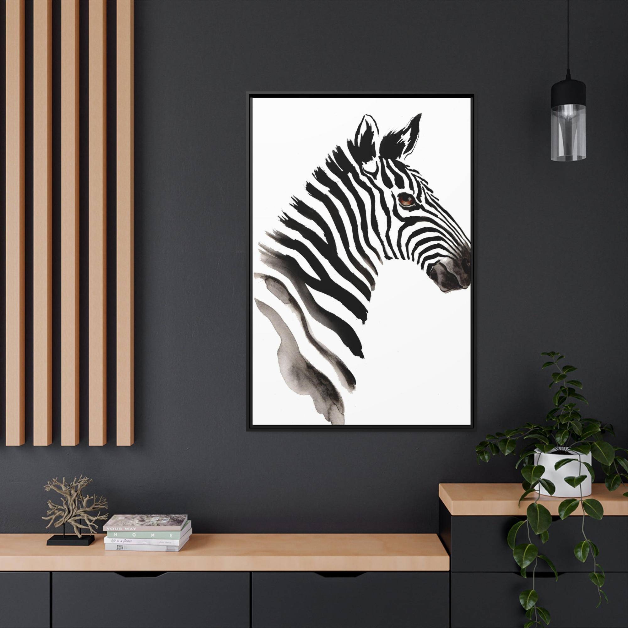 Zebras African Beauty: Framed Canvas Print of a Stunning Zebra