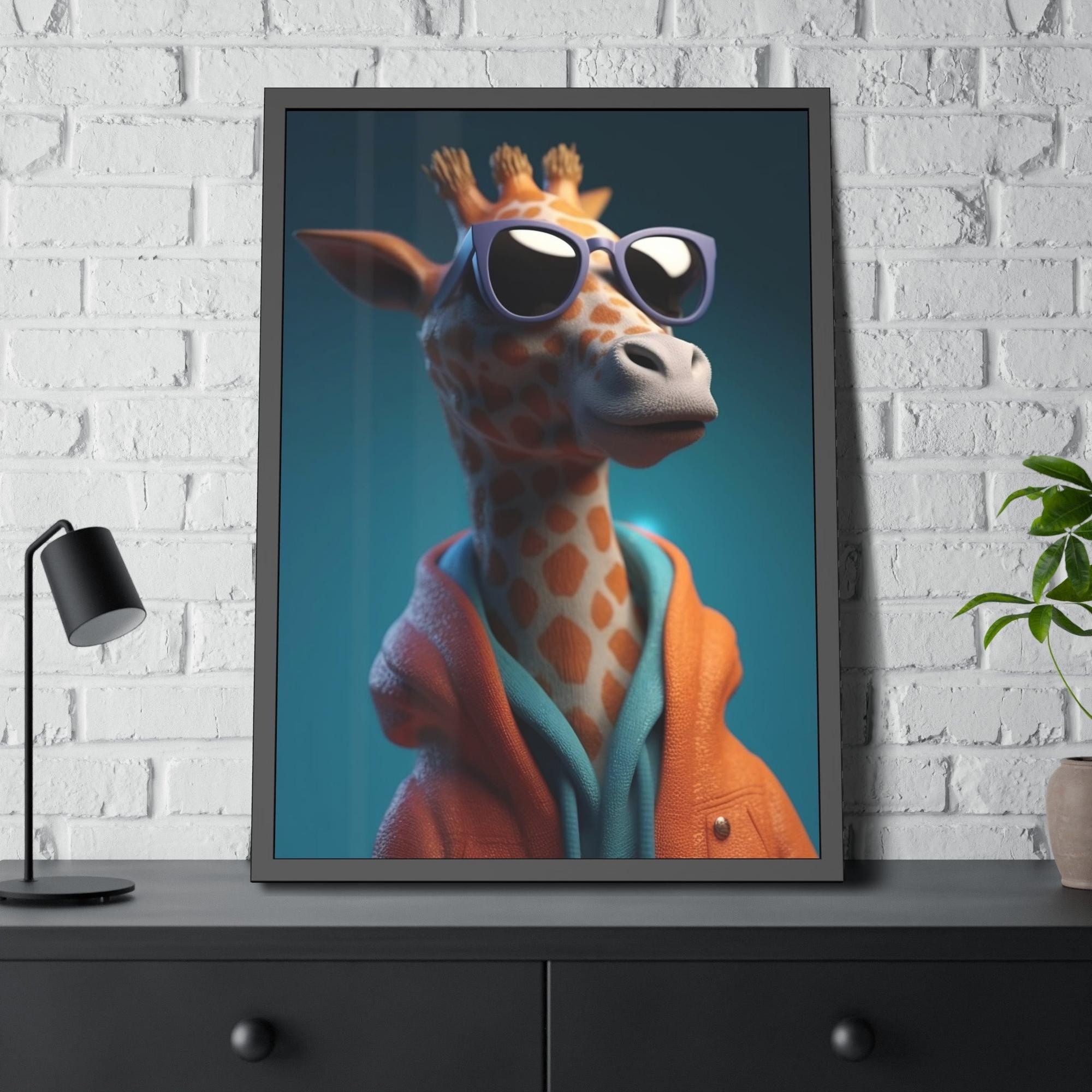 Giraffes The Art of Observation: A Stunning Artistic Rendering of a Giraffe in Profile on Canvas & Poster