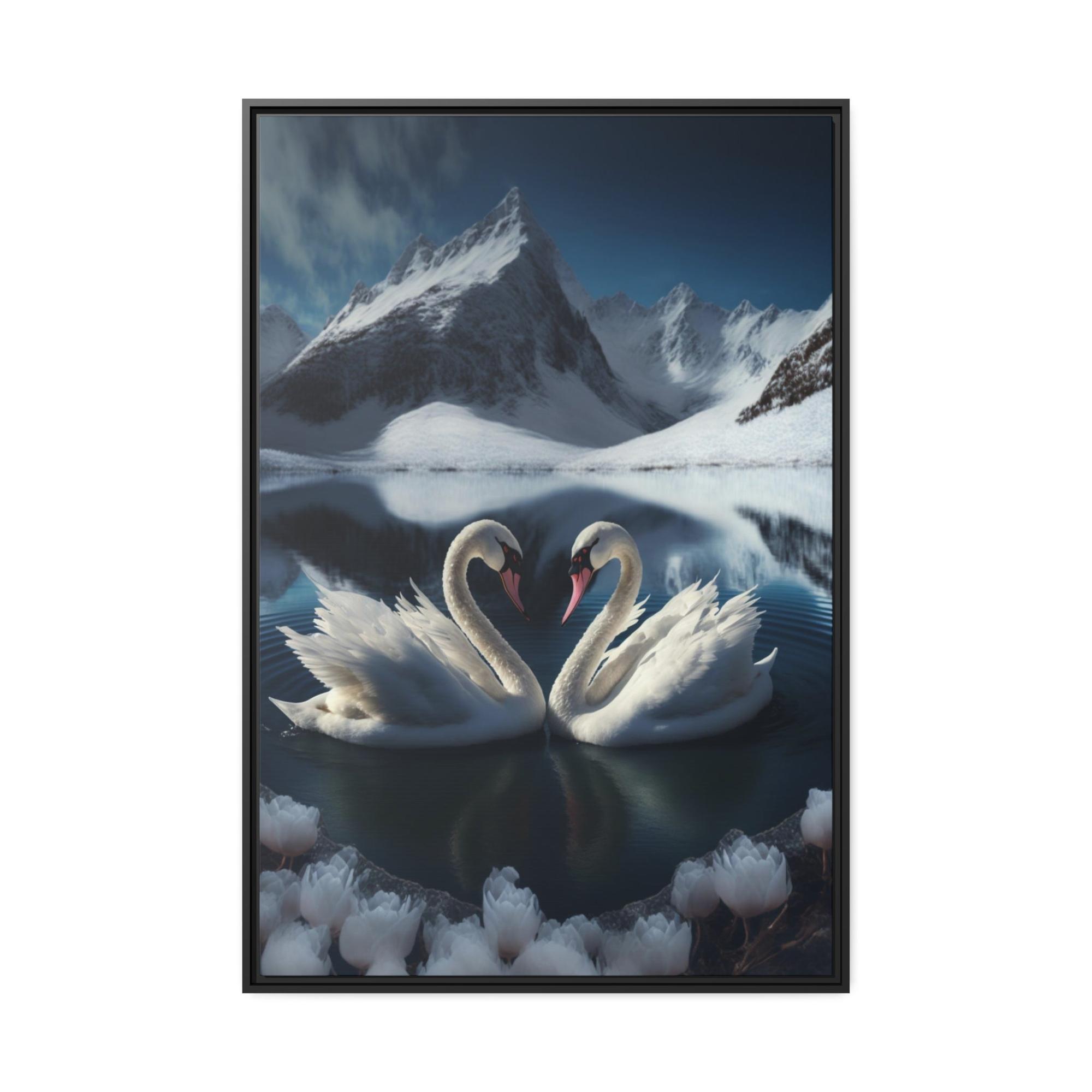 Swans Swan Lake Symphony: Natural Canvas Print of Swans in a Scenic Lake