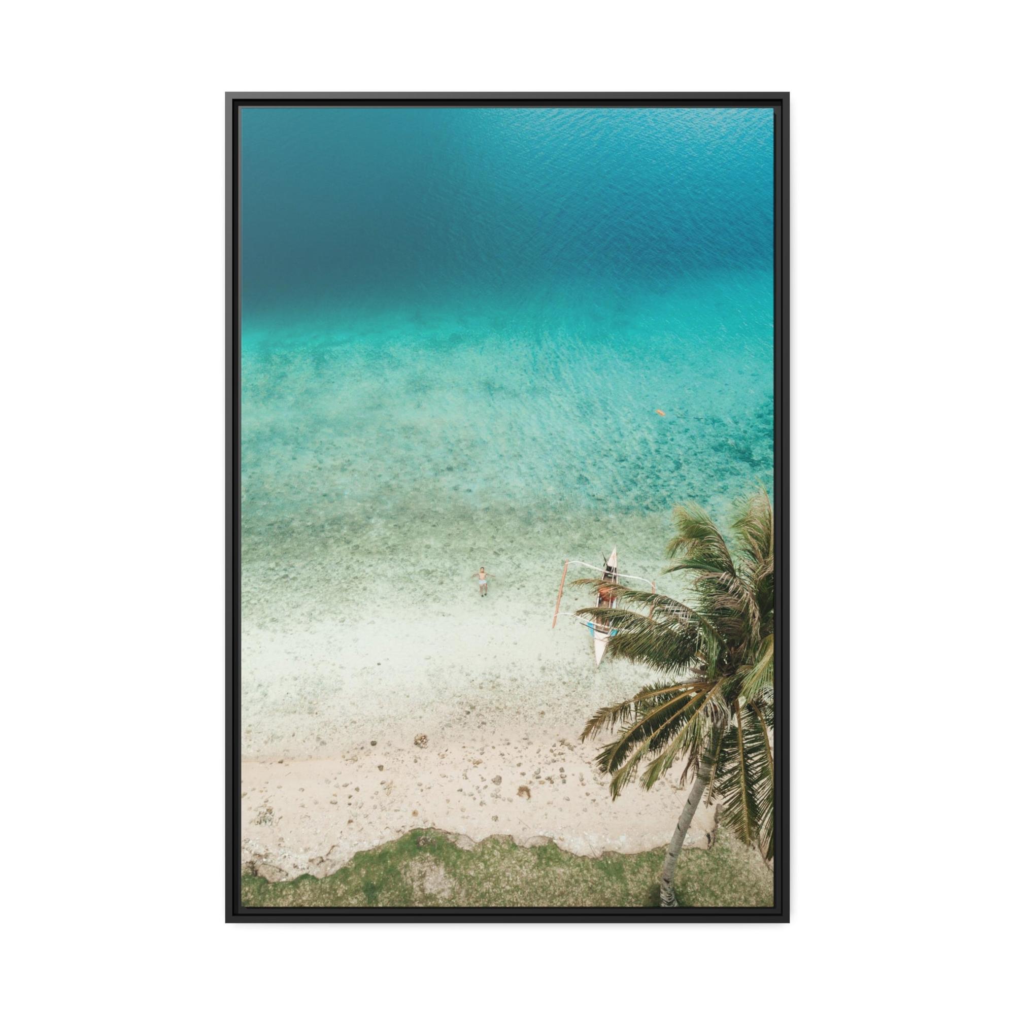 Island Beach Ocean Paradise: Framed Poster of a Serene Island Beach Scene