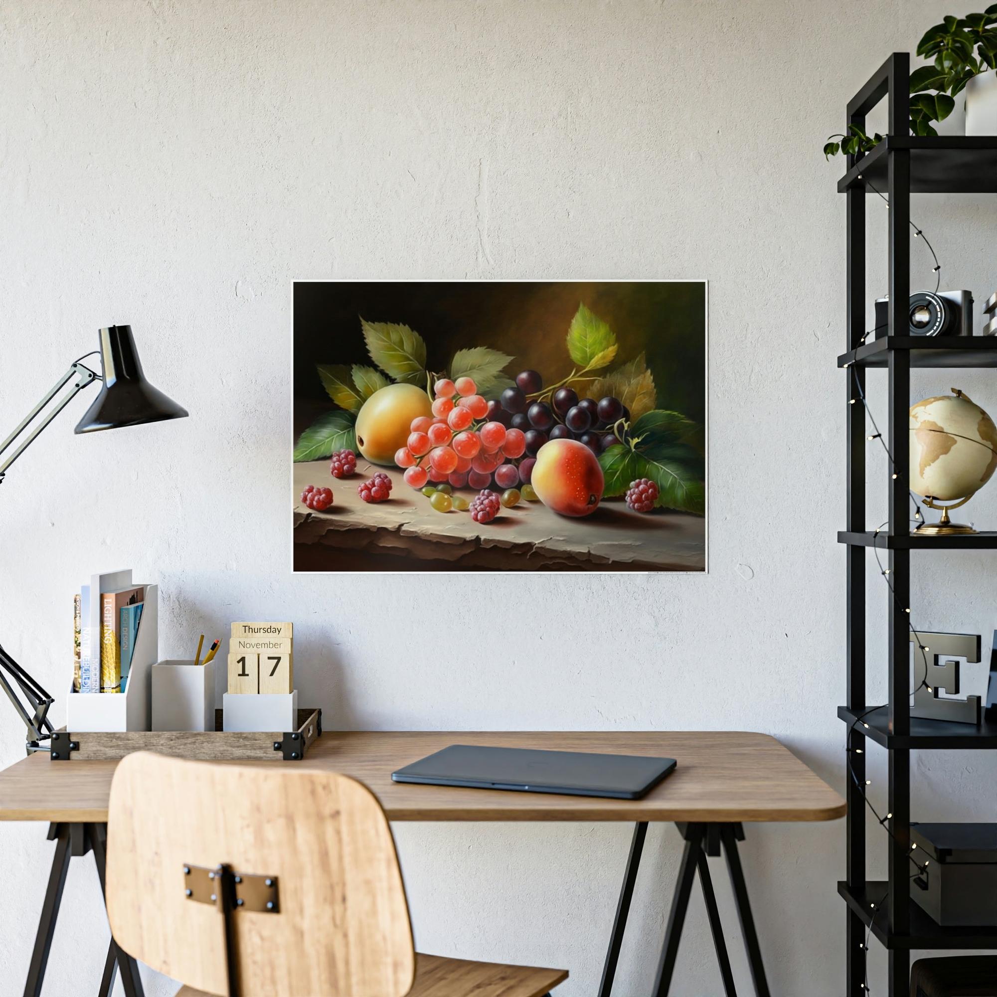 Fruits Fruity Delight: A Natural Canvas Wall Art Poster with Vibrant Fruits
