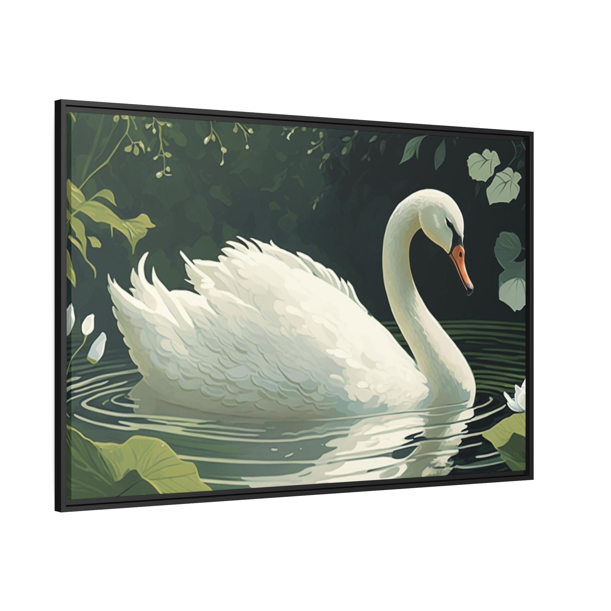 Swans Swan Lake Serenity: Natural Canvas Print of Beautiful Swan in Motion