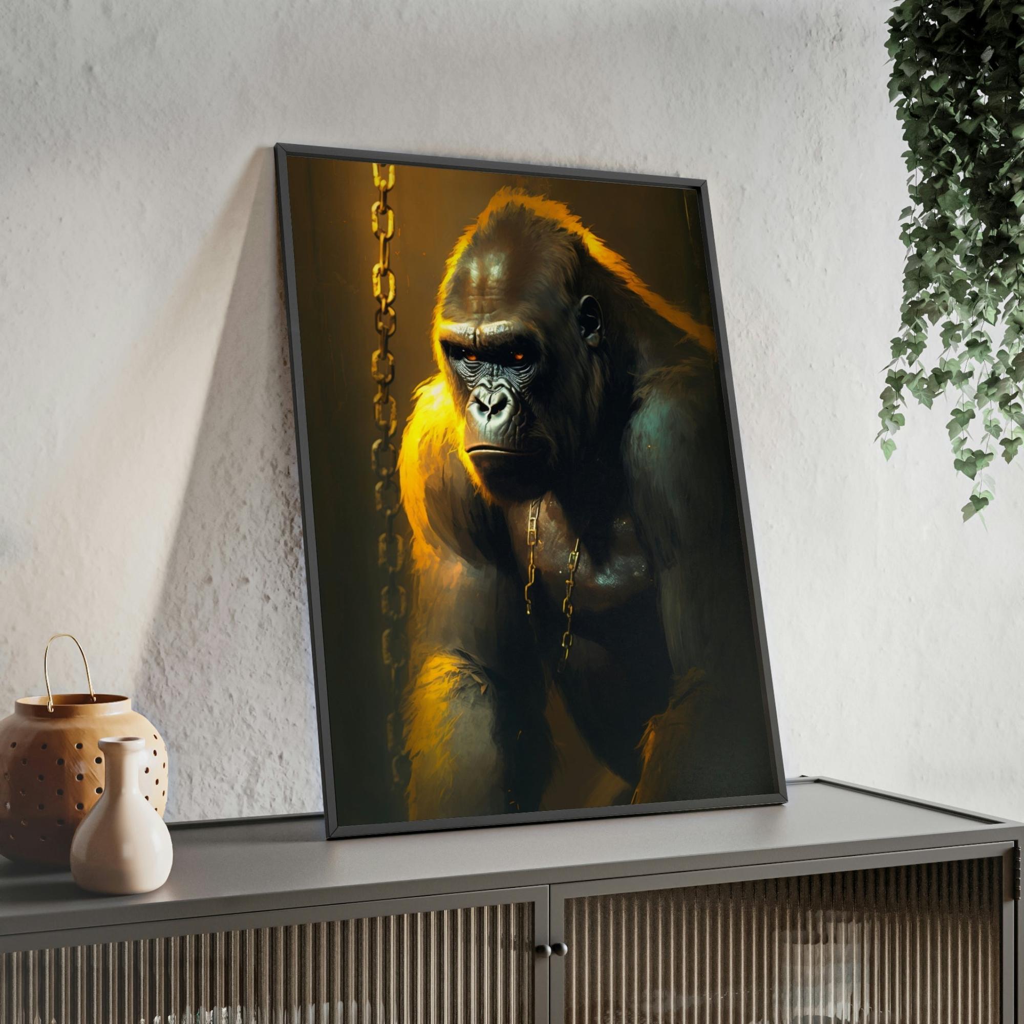 Gorillas Jungle Majesty: Gorilla Canvas Artwork in Natural Habitat