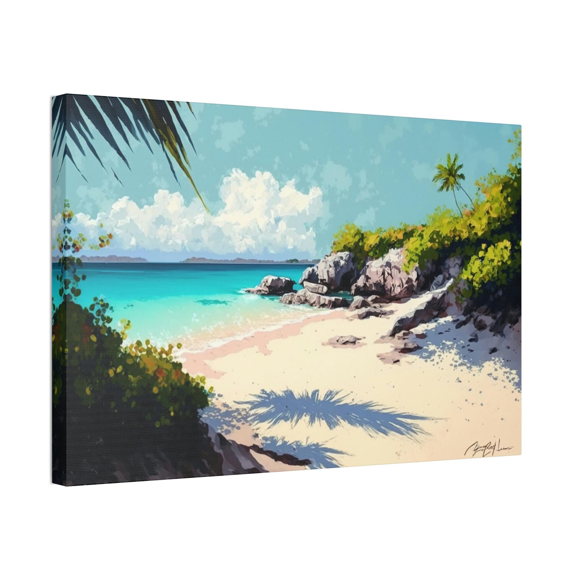 Caribbean Beach Escape to Paradise: Caribbean Beach Art on Natural Canvas and Wall Art Prints