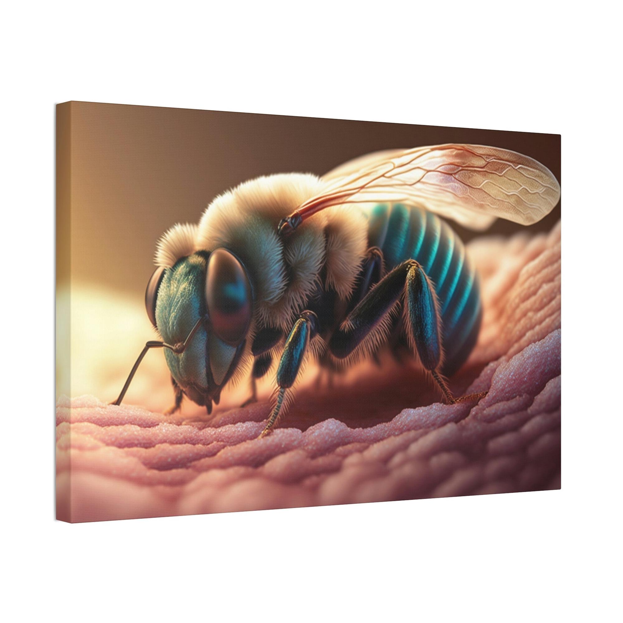 Bees The Art of Pollination: A Print on Canvas & Poster of a Bee and a Flower in Harmony