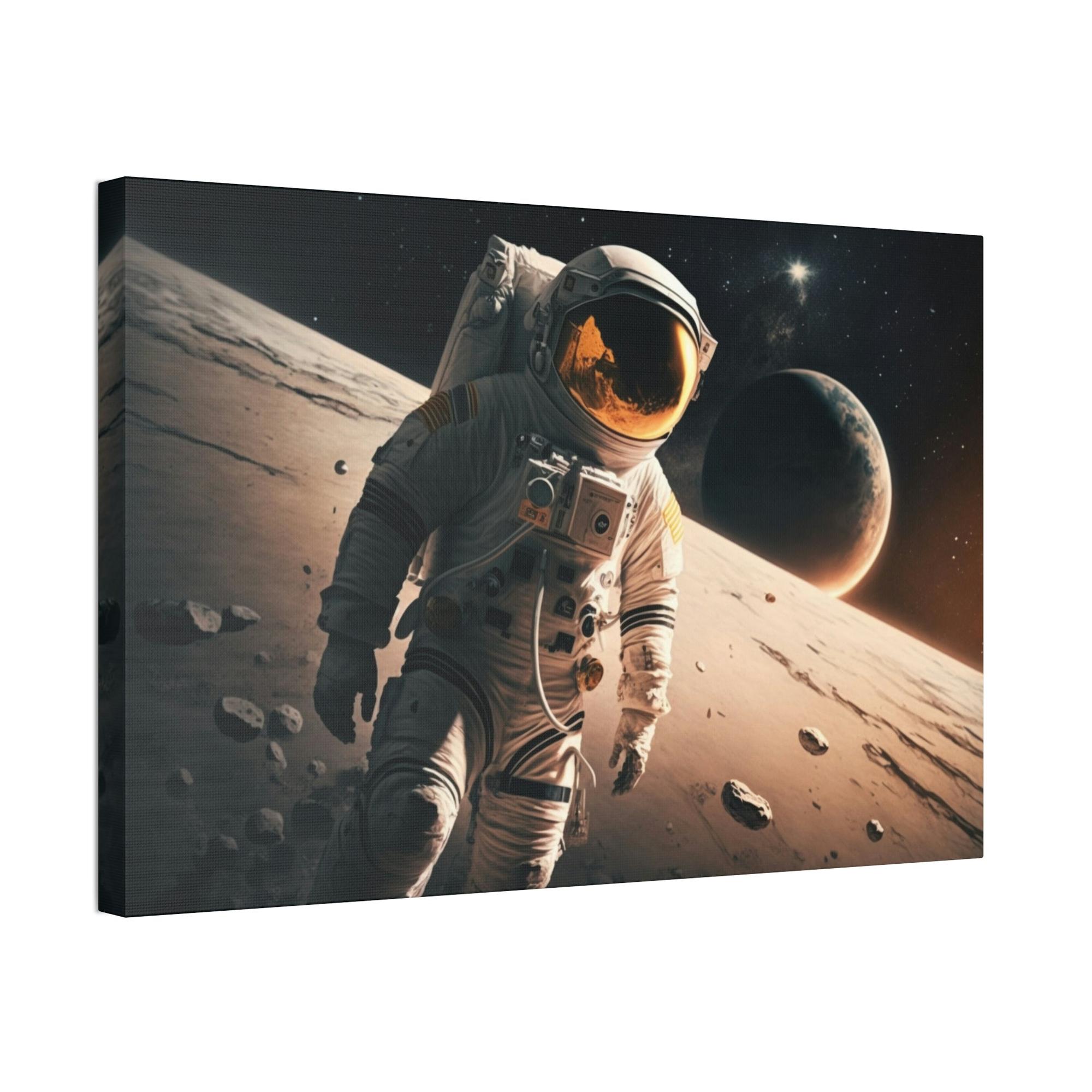 Astronauts Journey to the Stars: Astronauts on Natural Canvas and Framed Poster