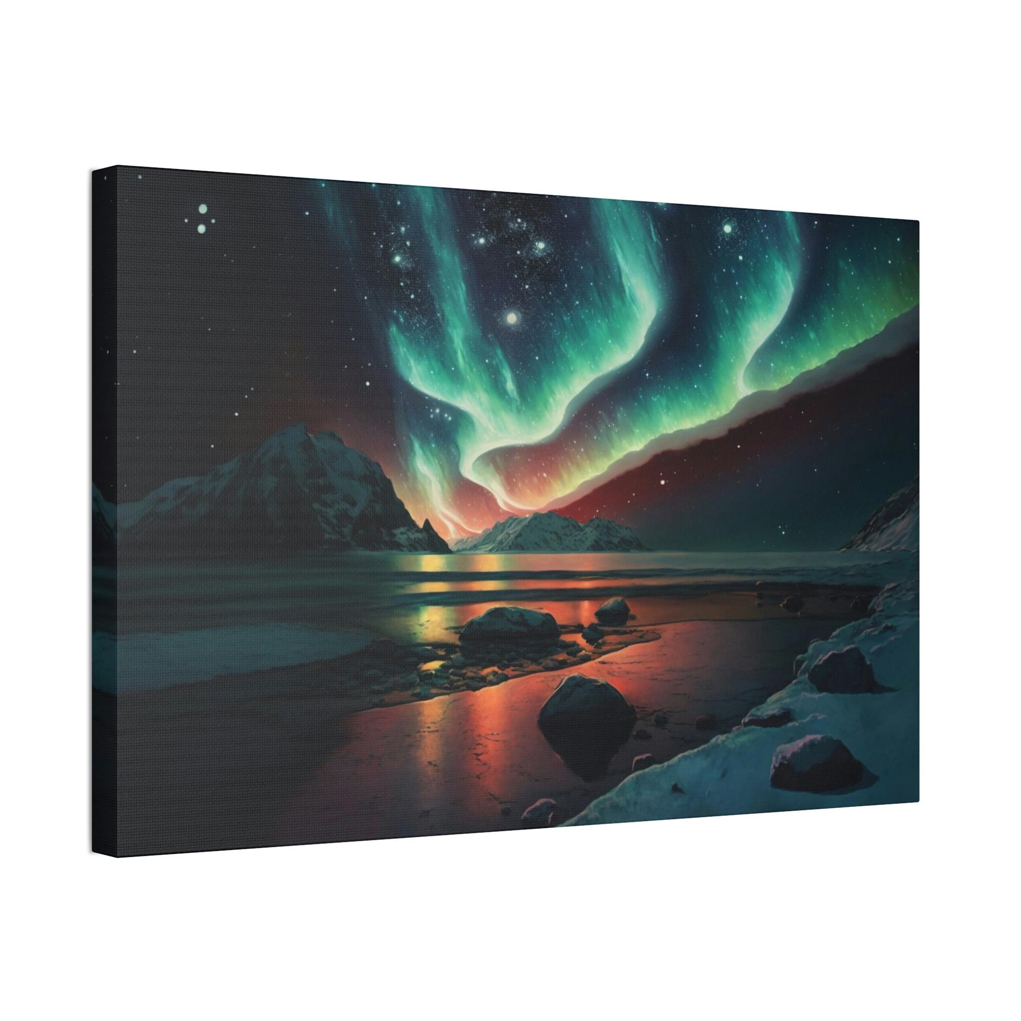 Aurora Borealis Northern Lights Dance: Stunning Aurora Borealis Wall Art on Natural Canvas