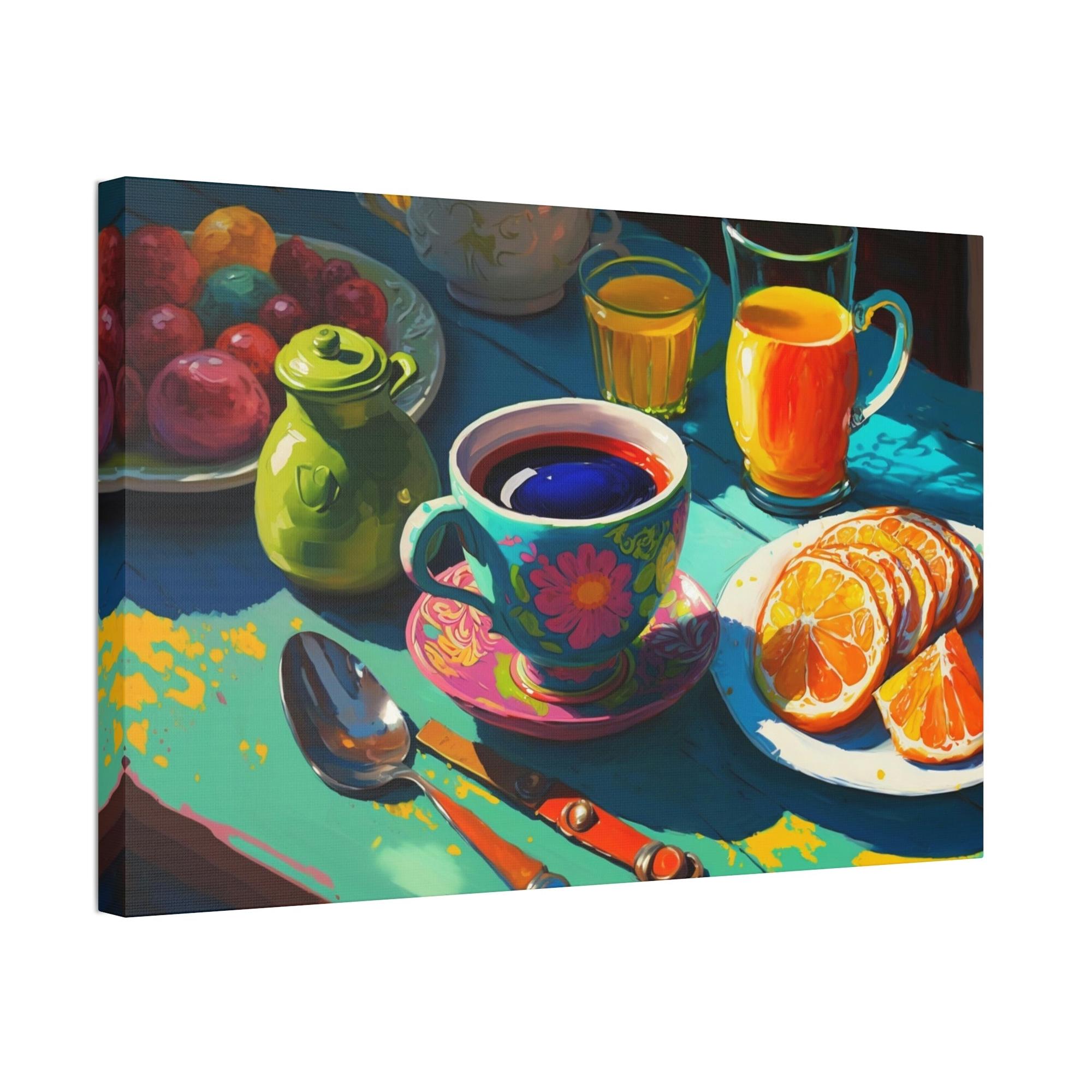 Breakfast Scrumptious Start: Natural Canvas Print of a Tasty Breakfast Buffet