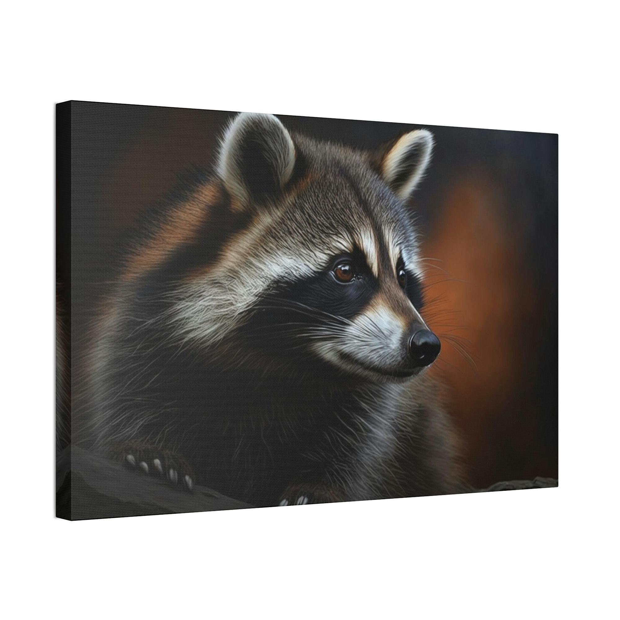 Raccoons Woodland Bandits: Artistic Print on Canvas and Framed Poster of Sly Raccoon