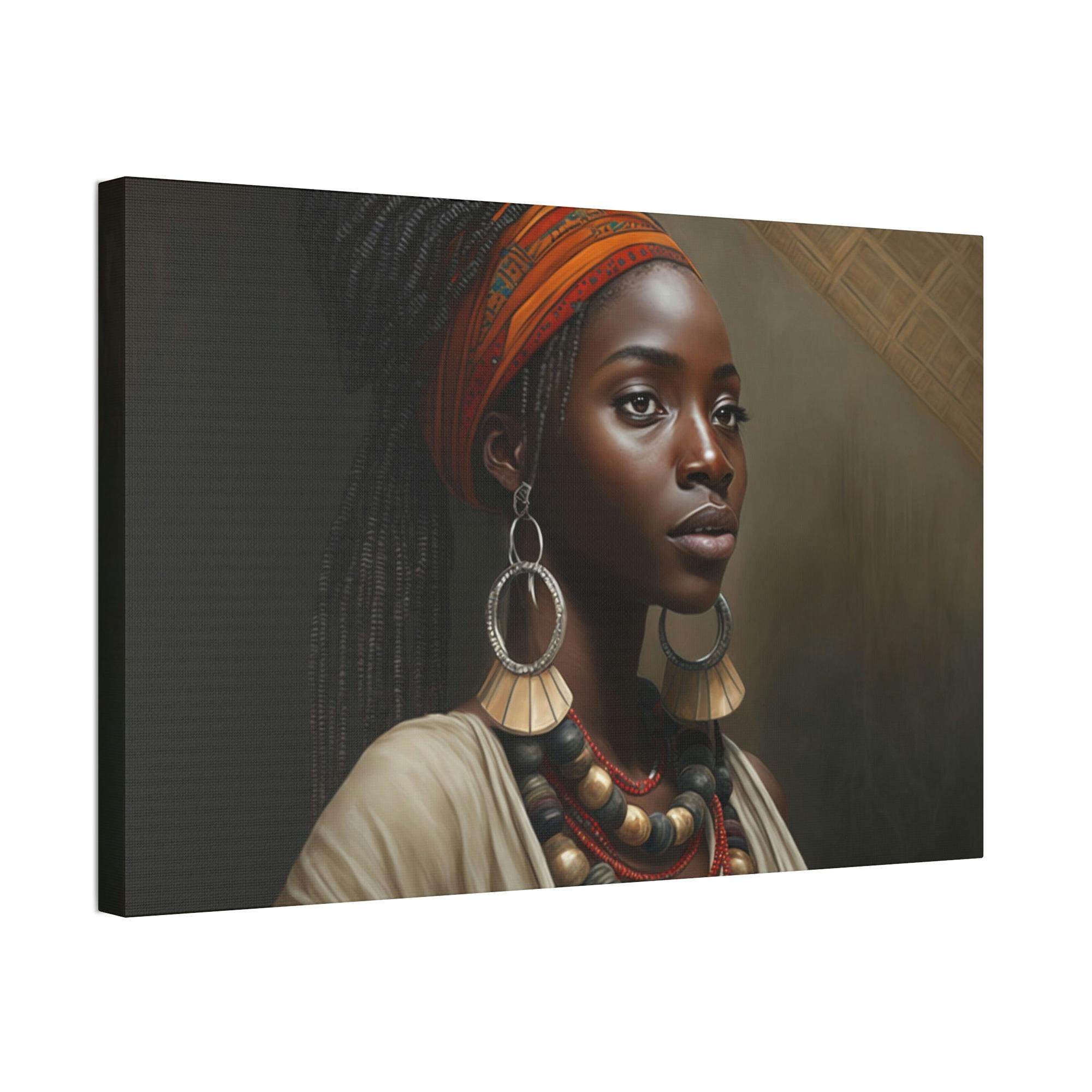 African Captivating Beauty: African Woman on Natural Canvas and Framed Poster