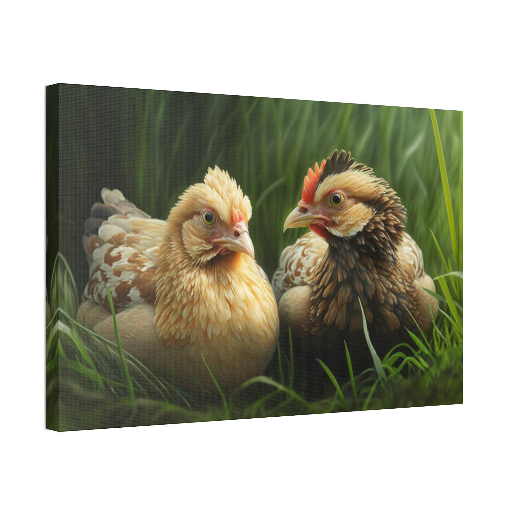 Chickens Rustic Henhouse: Framed Canvas with Delightful Chickens
