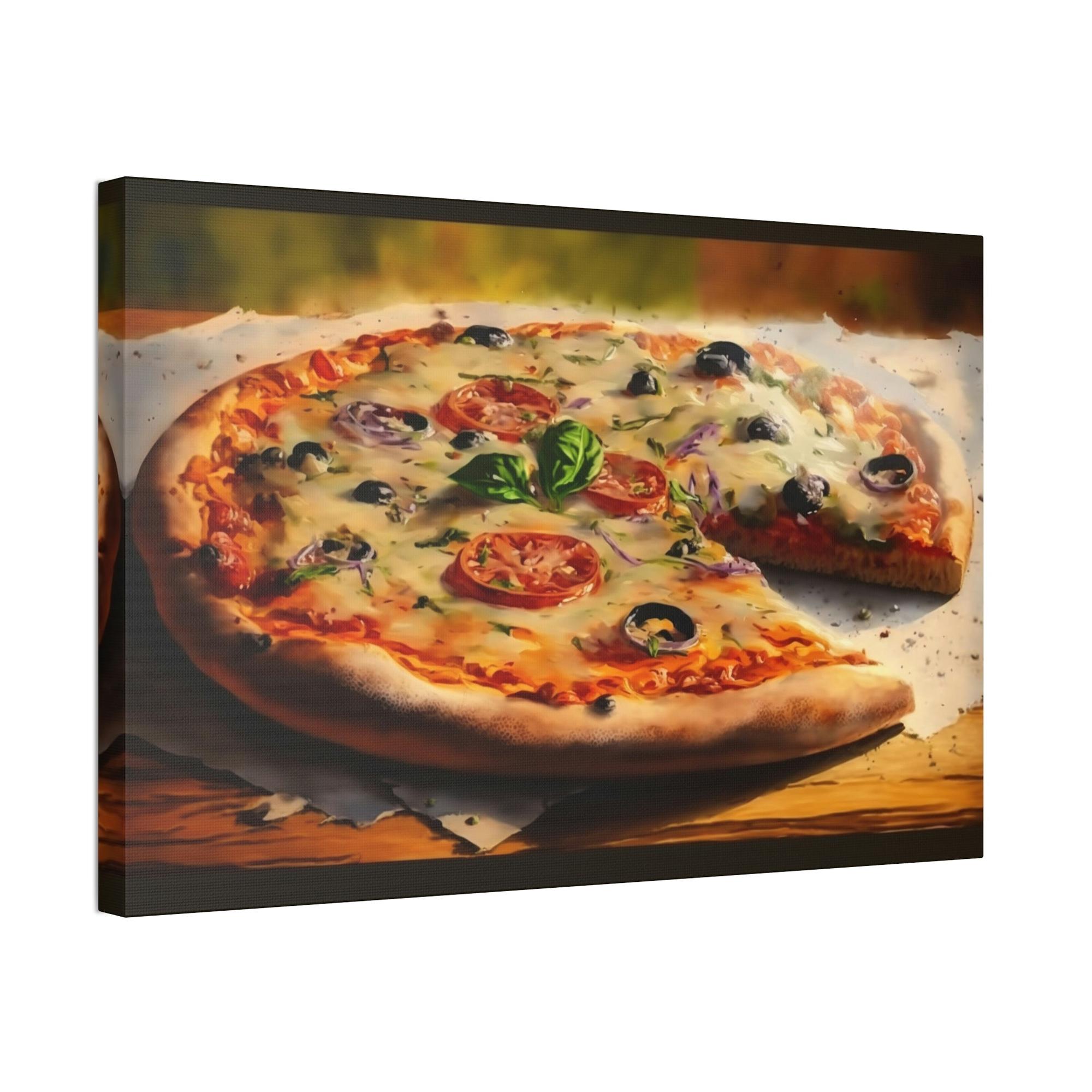 undefined Slice of Life: Framed Canvas Art of Pizza in Vibrant Colors to Brighten Your Home