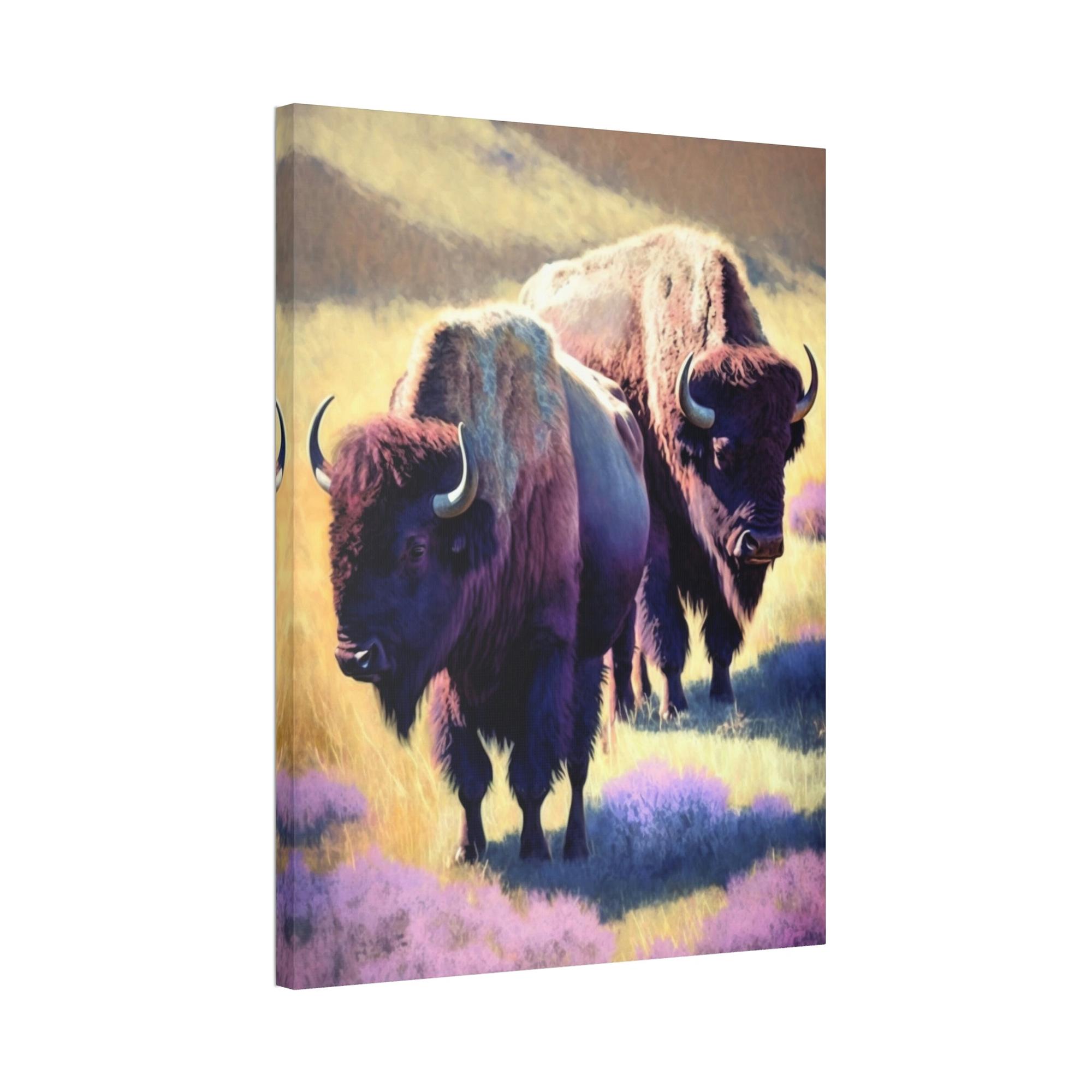 Bisons The Bison's Strength: Canvas & Poster Wall Art of a Bisons Displaying Its Might