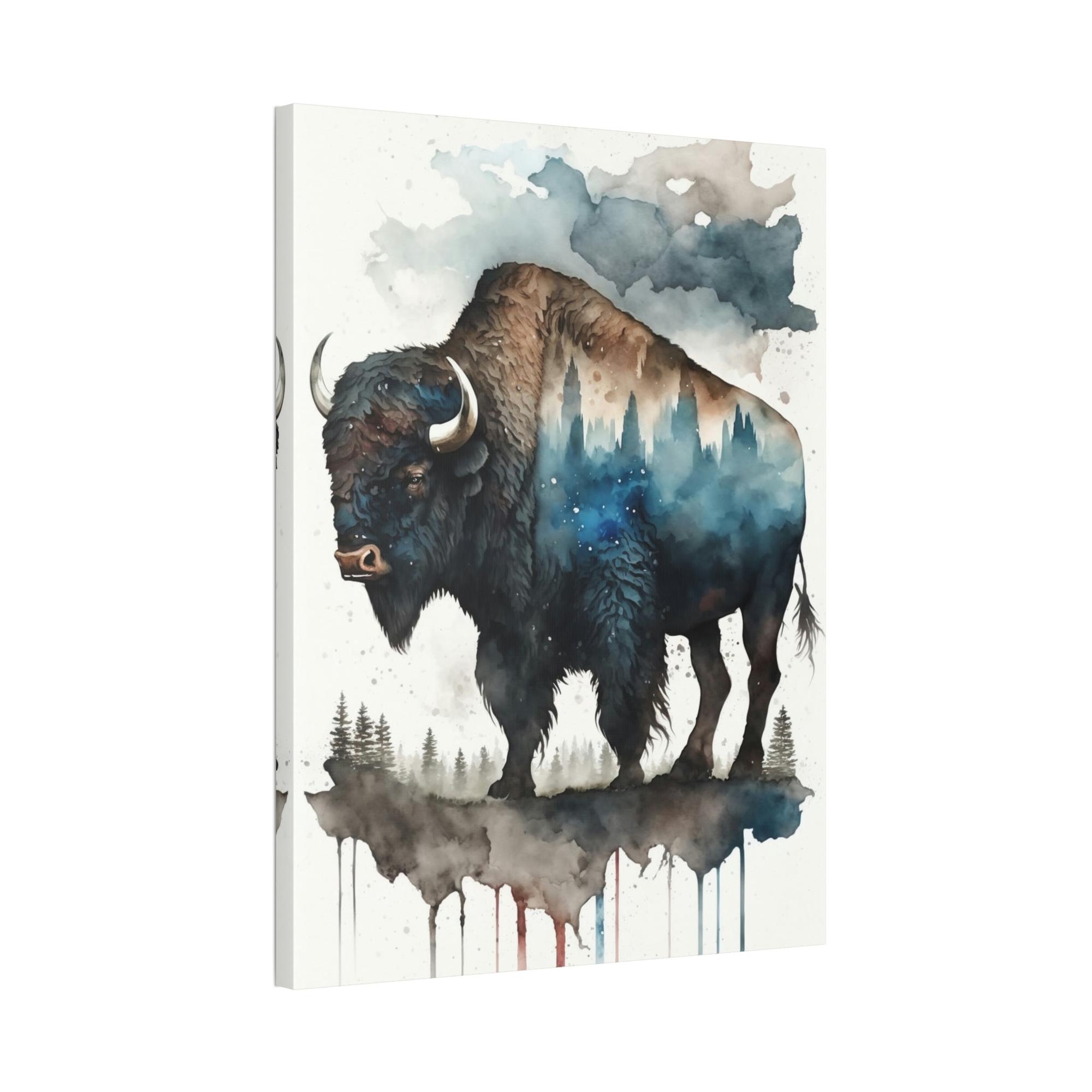 Buffalos A Lone Buffalo in the Wild: An Inspiring Artwork on Canvas & Poster