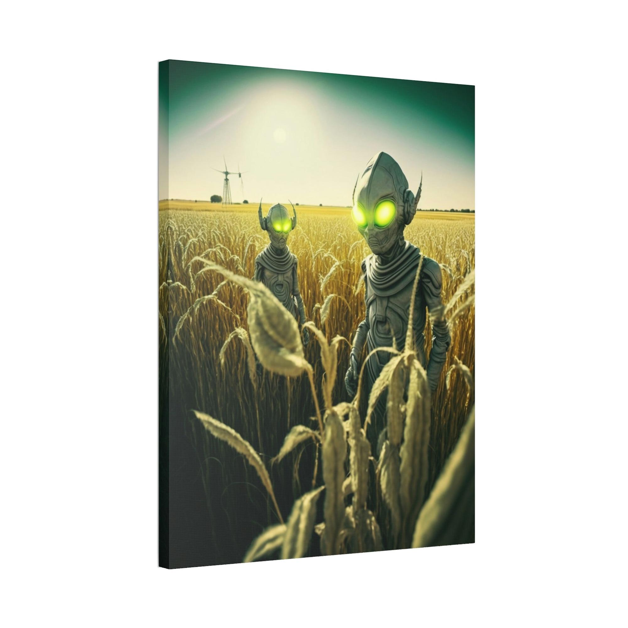 Aliens Artistic Aliens: A Canvas Print Featuring Mysterious Extraterrestrial Life Forms