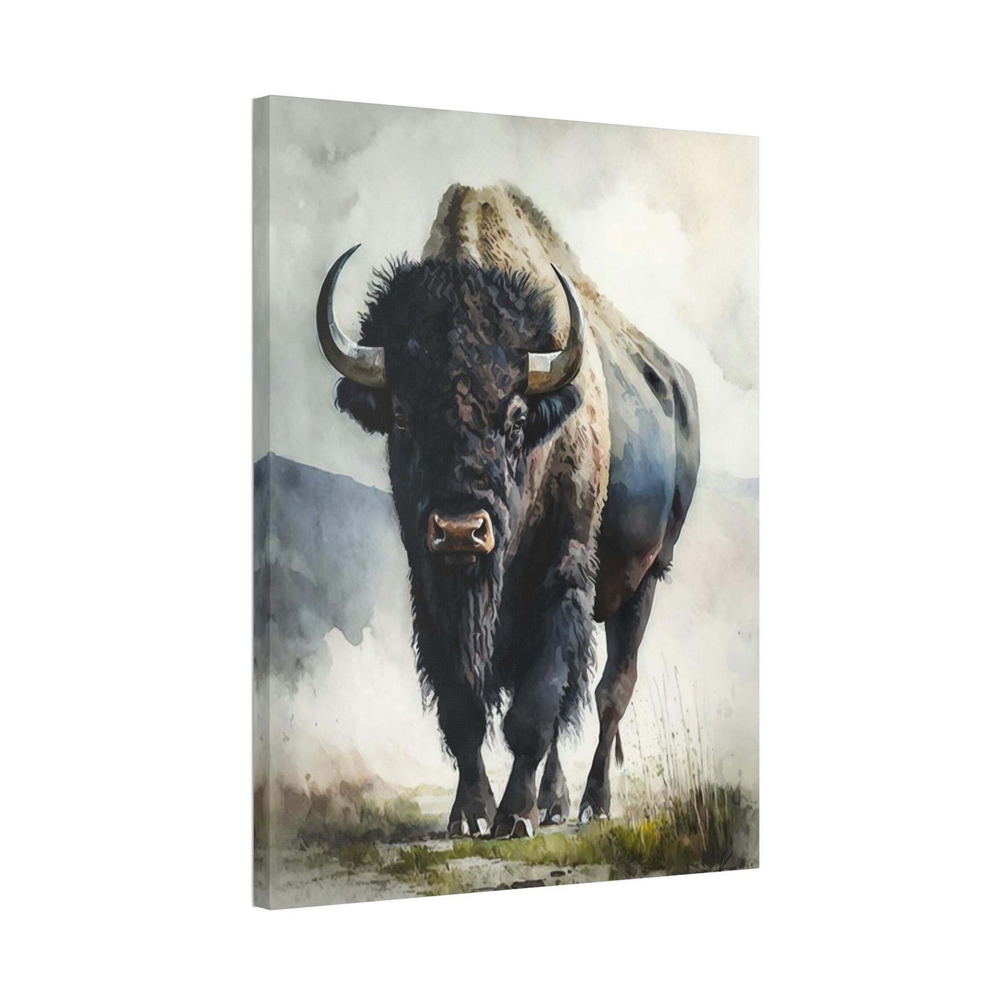 Buffalos A Serene Buffalo Portrait on Natural Canvas & Poster for Your Home