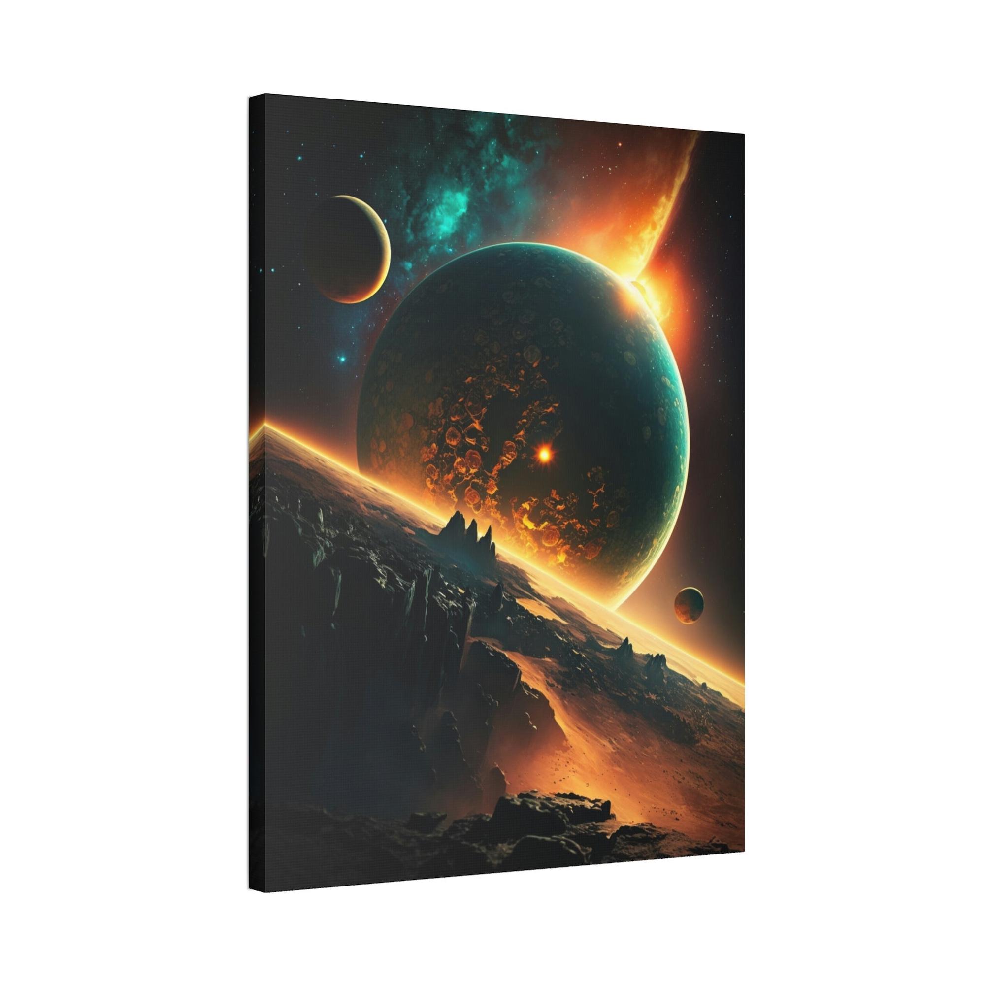 Planets Heavenly Bodies: Beautiful Art Print of Planets on Natural Canvas