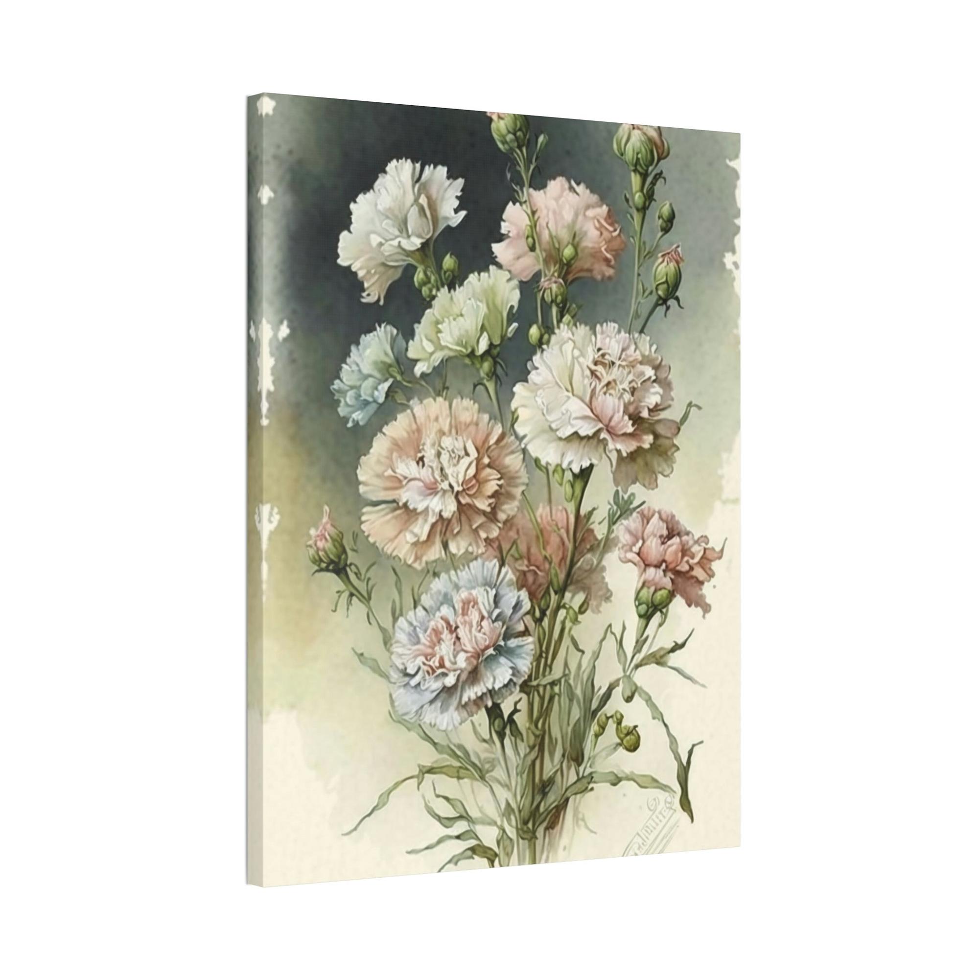 Caribbean Beach Floral Delight: Natural Canvas and Art Prints of Carnations for Home Decor