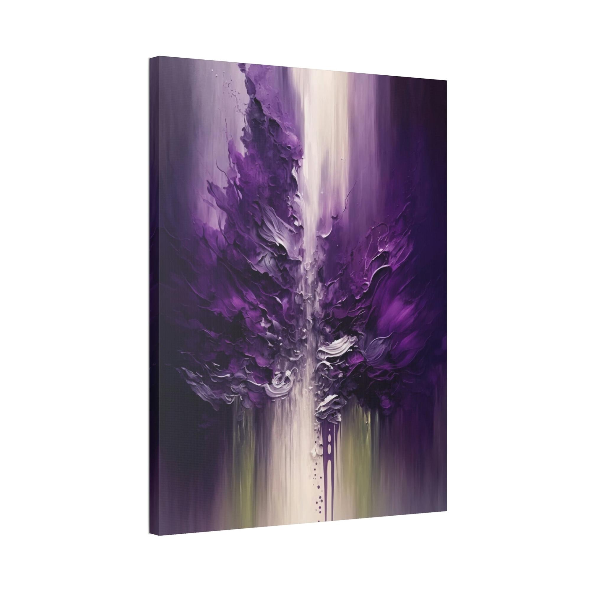 Purple Abstract Art Purple Passion: Framed Poster of Abstract Art with Intense Hues on Canvas